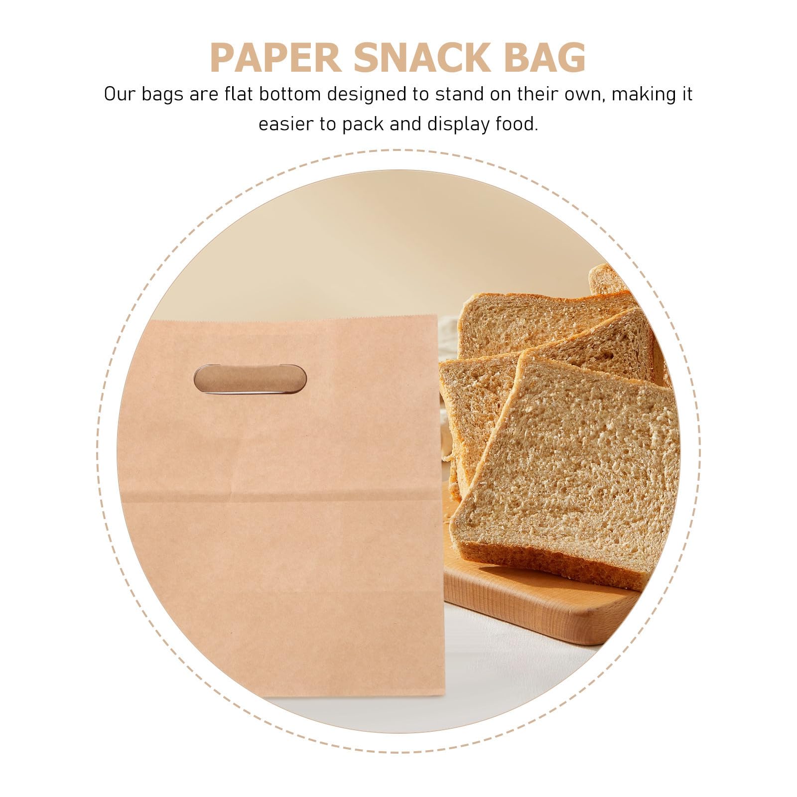 30 Pezzi Sacchetti di Carta Kraft per Pane e Caramelle Fondo Piatto, Resistenti e Sicuri per Microonde, per Panetterie e Ristoranti