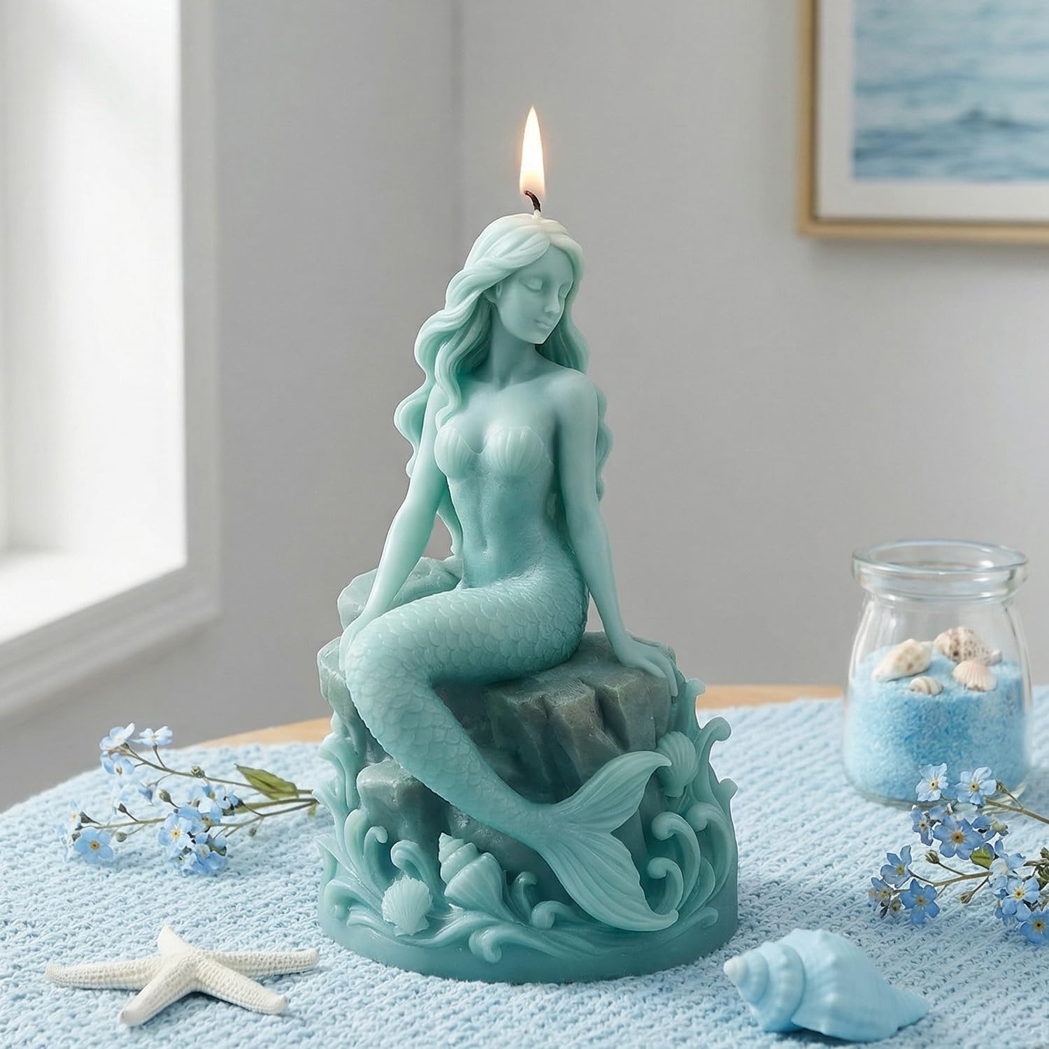 Mermaid on Rock Candle Molds Mermaid Silicone Candle Mold