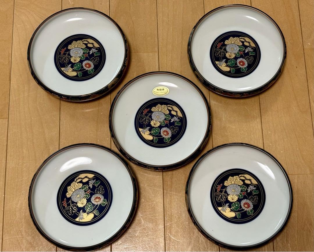 Amazon.co.jp: 有田焼 錦友禅 仁祥窯 フリー鉢揃5枚金彩 銘々皿 盛皿