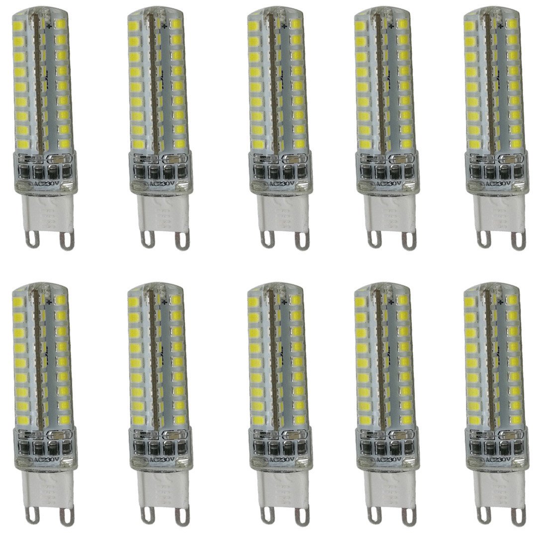 Aoxdi Dimmable G9 LED Bulbs 6W Cool White, 72 SMD 2835 LED Lamp Spotlight, AC220-240V, 10-Pack (Cool White)