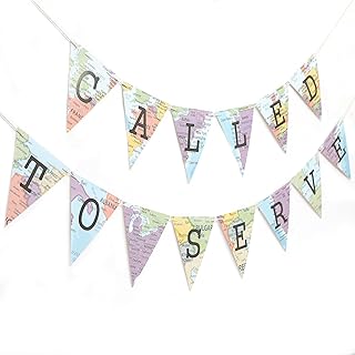 Called to Serve Map Banner - Missionary Farewell Party Decorations,Mission World Map Bunting Banner,Called to Serve Party Photo Props,Missionary Mission Calling Open Garland Supplies