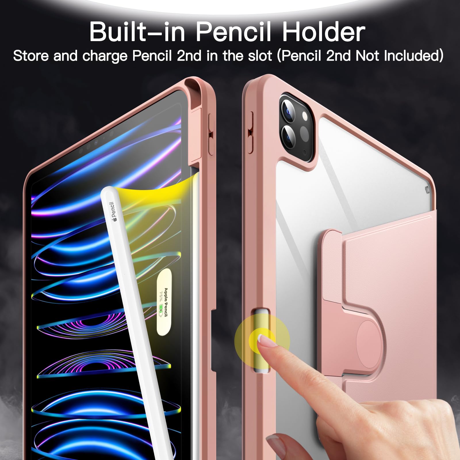 JETech 360° Rotating Case for iPad Pro 11" 4/3, Rose Gold — Amazon image 5