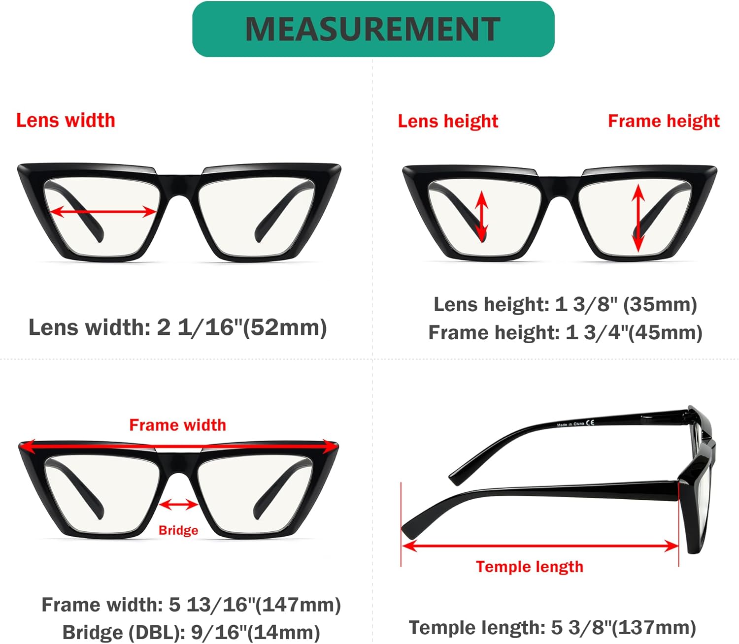 Eyekepper 4-Pack Progressive Multifocus Reading Glasses Blue Light Blocking No Line Multifocal Readers Cat Eye