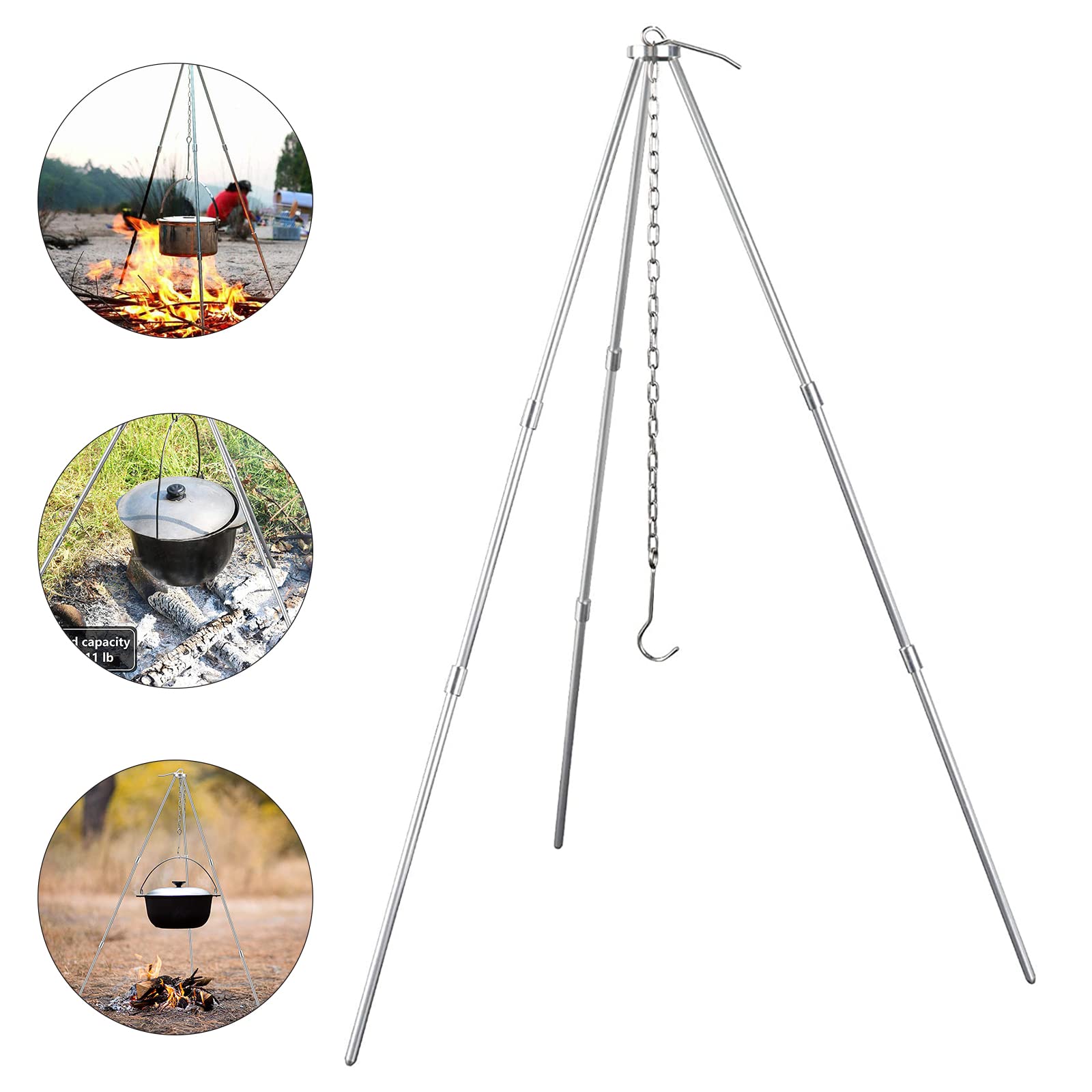Trépied pour barbecue et camping, maniques portables à suspendre, accessoires de cuisine en aluminium pour l'extérieur