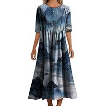 Summer Trendy Flowy Dress for Women Plus Size Baggy Casual Boho Floral Maxi Dresses Beach Sundress