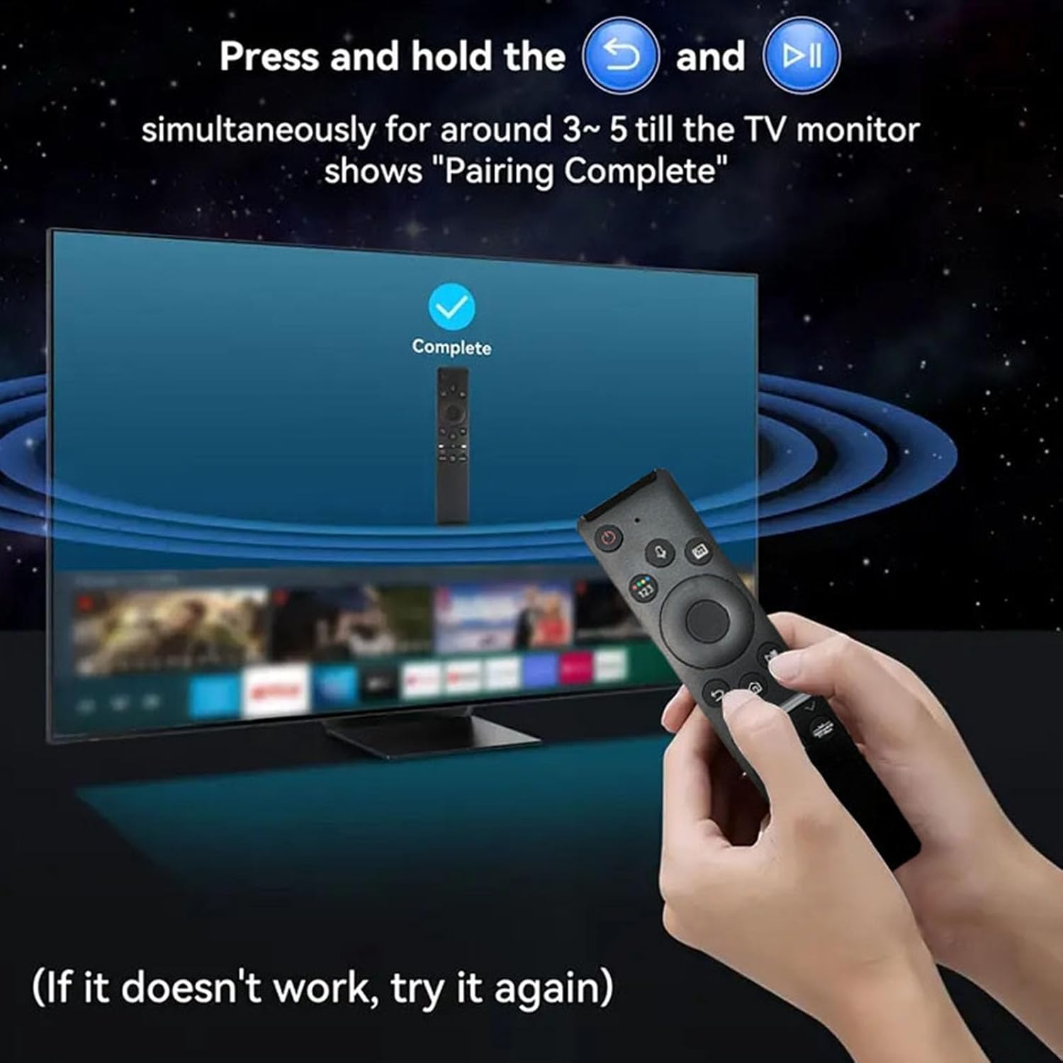 Universal Replacement Voice Remote Control Fit for All Samsung TV LED QLED UHD SUHD HDR LCD Frame Curved Solar HDTV 4K 8K 3D Smart TVs, with Netflix, Prime Video, Samsung TV Plus Buttons image 4 of 6 B0CTLN56KC