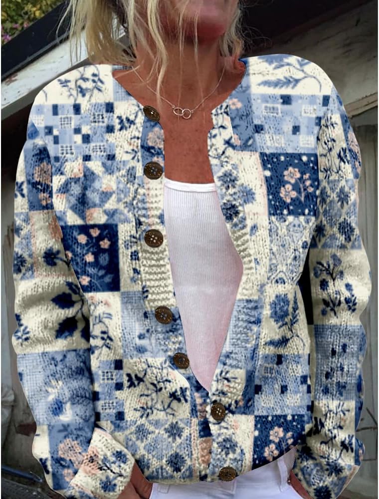 Cardigan Sweaters for Women Open Front Cardigan for Women Long Sleeve Fall Button Chunky Sweaters Tops Casual Wear - Image 2