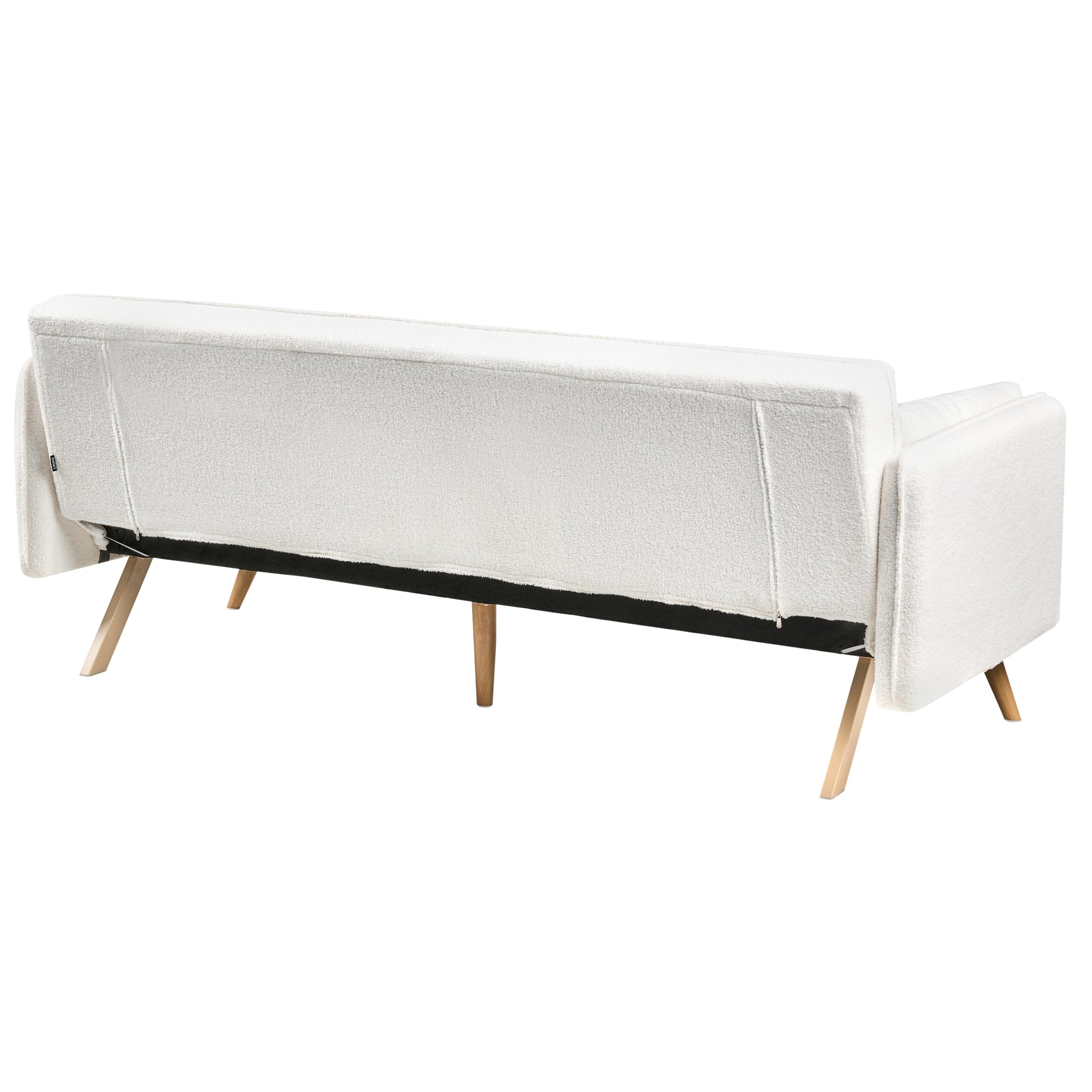 3-Sitzer Sofa Bouclé creme weiß Schlaffunktion Dekokissen Schlafsofa Asaa