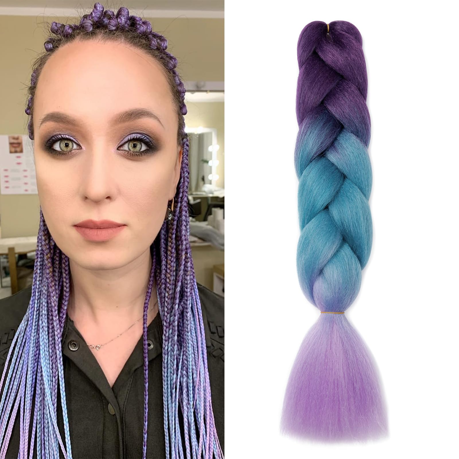 Dcbaboo Hair Extensions for Braiding Jumbo Braiding Hair Extension 1pack 24inch Synthetic Hair Kanekalon Ombre Braids Extensions Hair Afro Crochet Twist Box Braids 100g