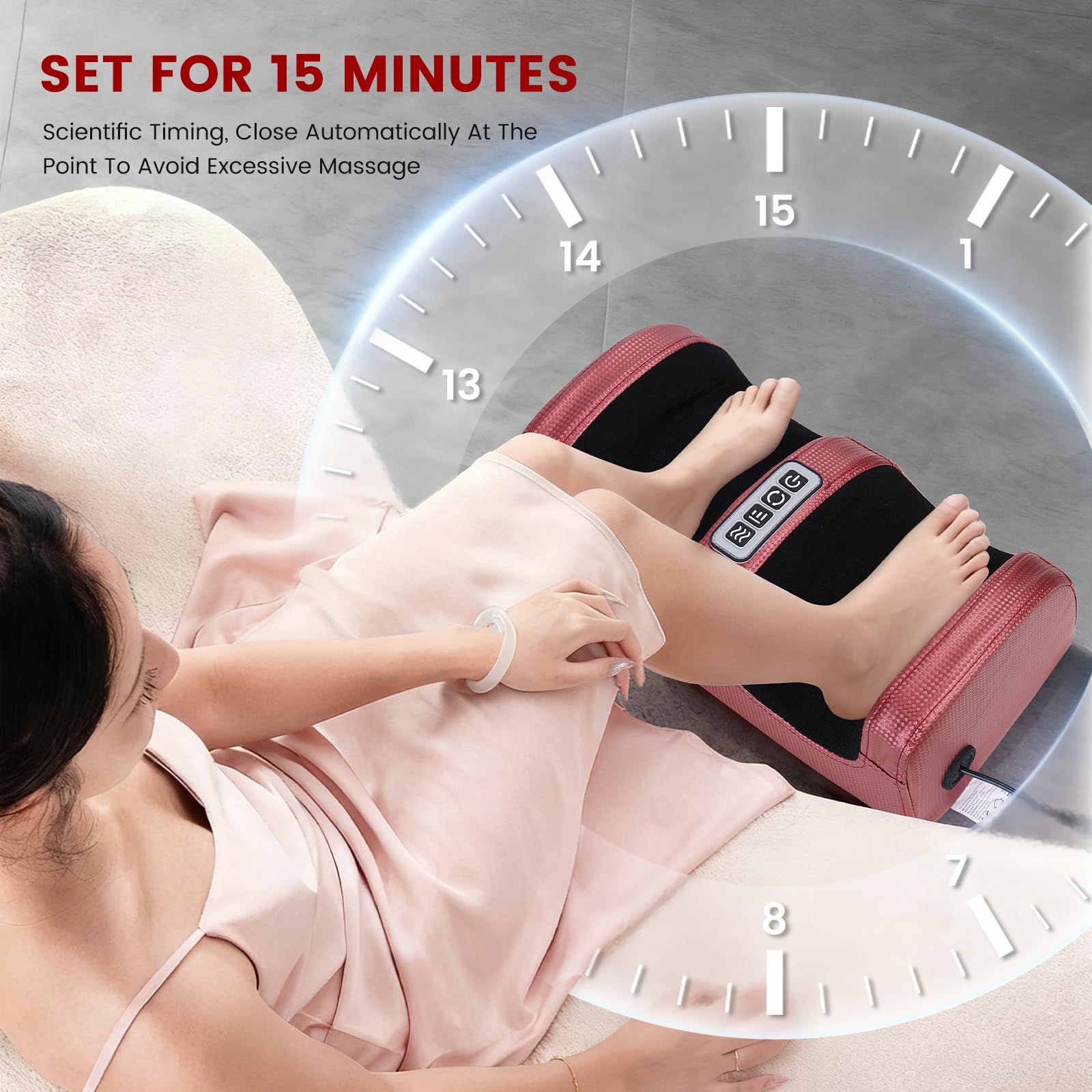 Masajeador de Pies con Calefacción - Masajeador Pies Shiatsu Eléctrico para Piernas Cansadas Fascitis Plantar - Masaje De Tejido Profundo Foot Massager - Regalo Originales para Mujer Mamá Papá (Rojo)