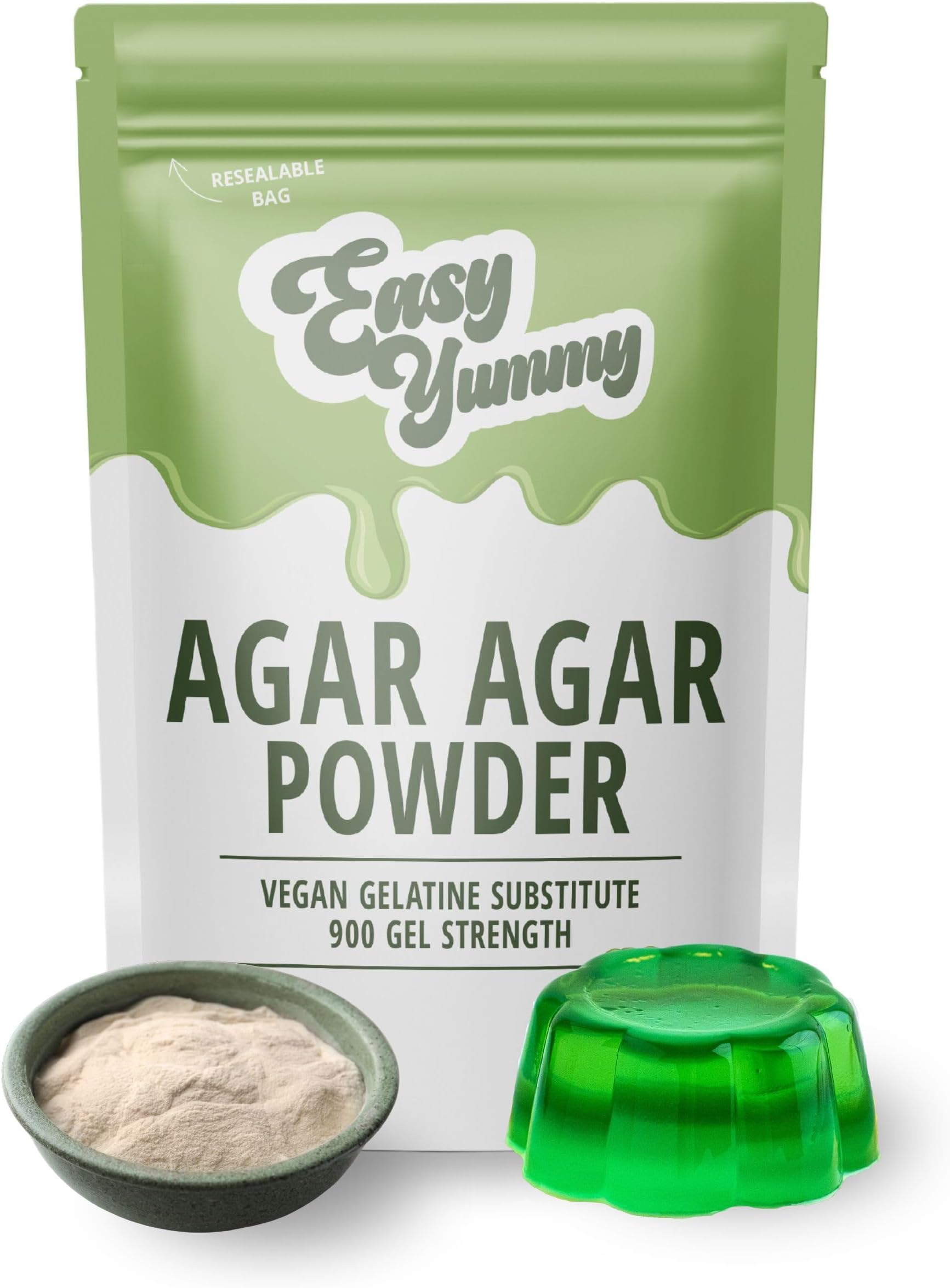 EASY YUMMY - Agar Agar (100g), Vegan Gelatin Powder, 100% Pure, No Additives, European Quality, Halal