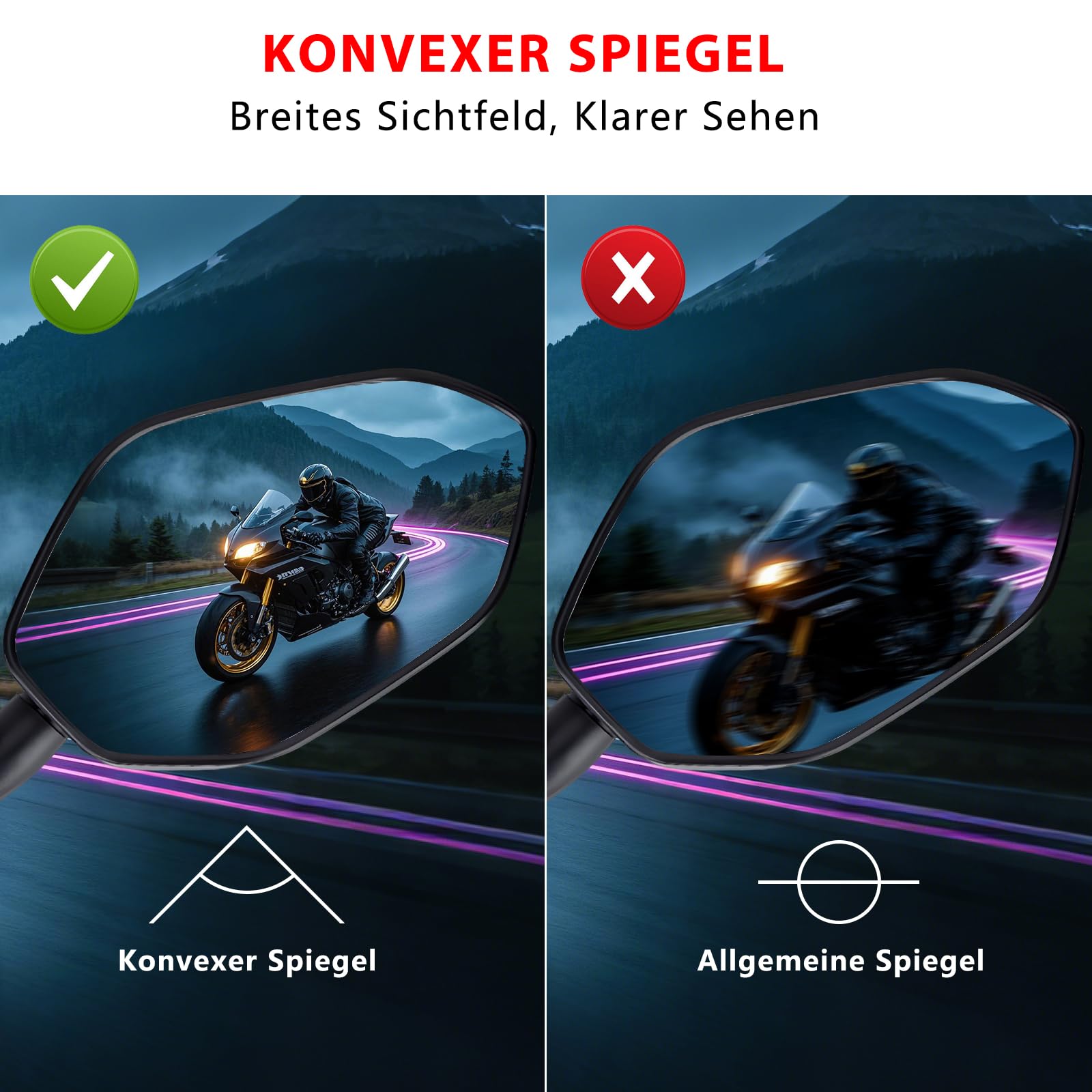 2 sztuki lusterek motocyklowych, z atestem E9, obrotowe lusterko wsteczne, do skutera, skutera, ATV, motoroweru, roweru diktowego, 2 sztuki