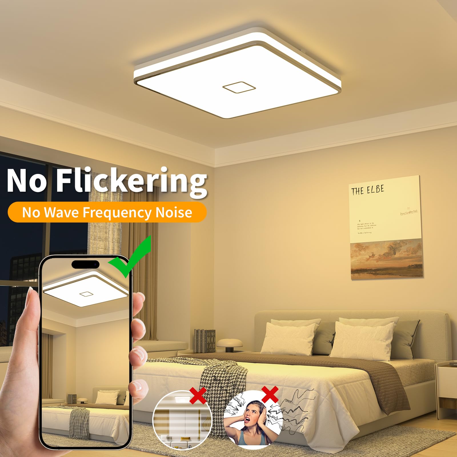 Airand Deckenleuchte LED Deckenlampe Bad 24W 2050LM Badlampe Hell Badezimmer Lampe 3000K warmweiß Moderne Decke Leuchte für Schlafzimmer Küche Balkon Keller Flur Feuchtraum