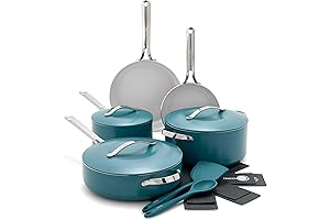 Nova Non-Stick 10 Piece Ceramic Cookware Set with Induction Base in Deep Teal