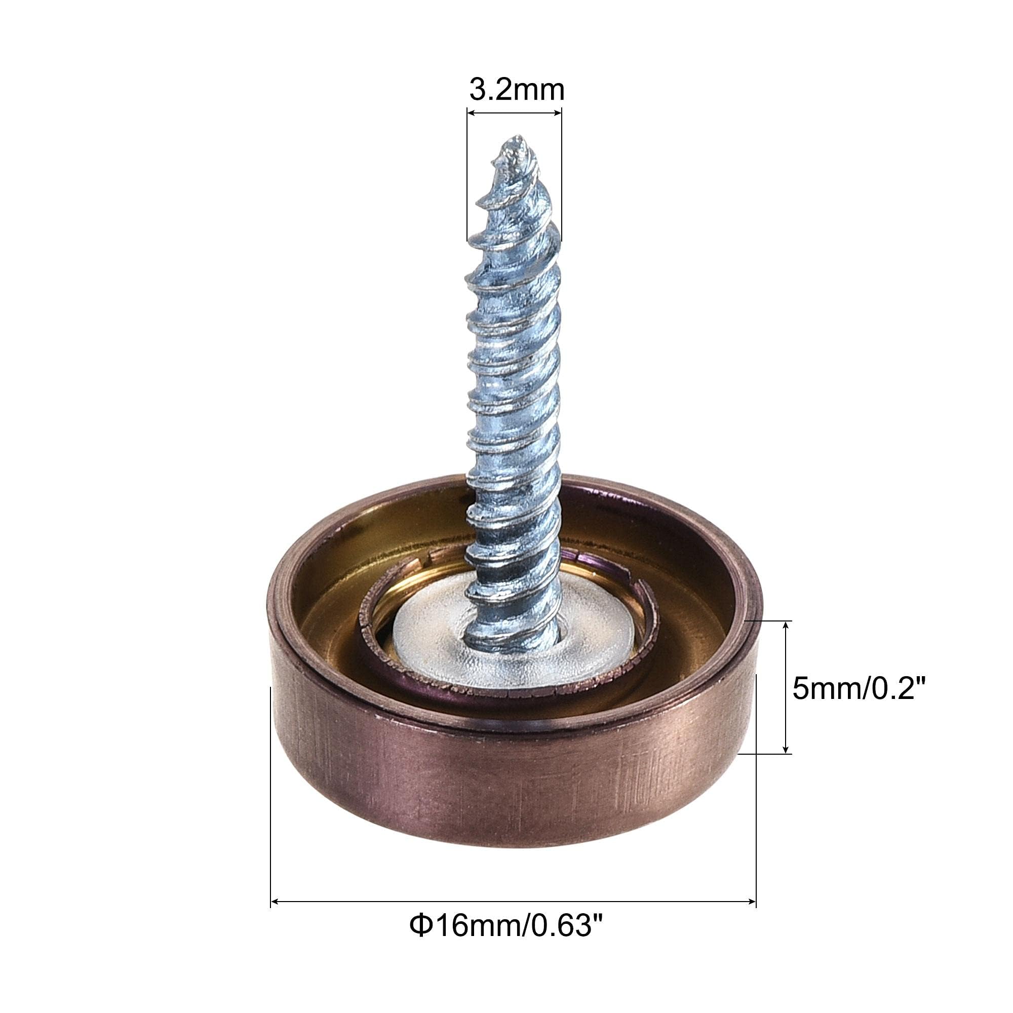 TOP-VIGOR 10Pcs Mirror Screws, 16mm Stainless Steel Mirror Screws Cap Nail with Washers - Image 2