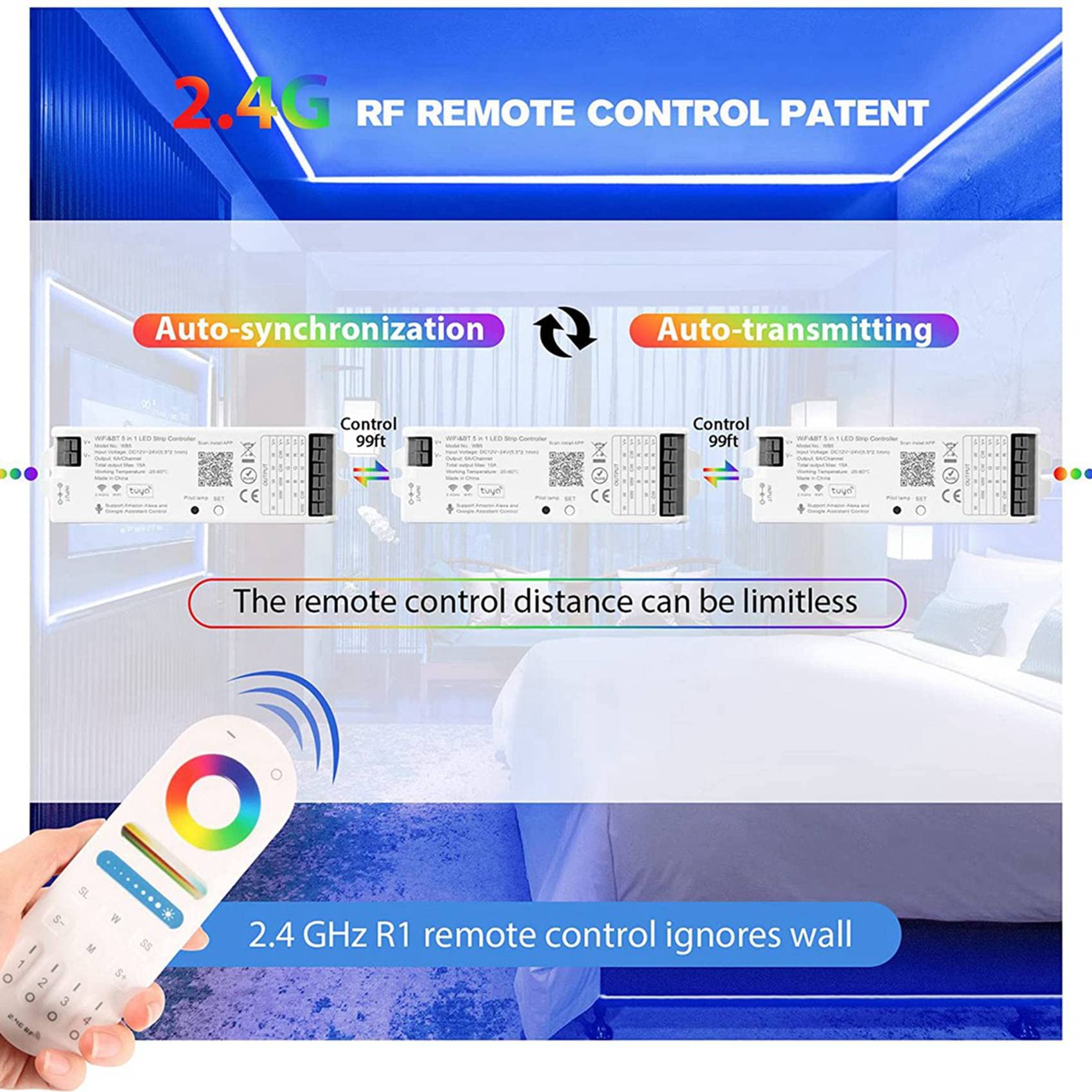 2X WB5 WiFi Bluetooth LED Strip Controller RGB CCT RGBW 5In1 Dimmerabile DC12-24V Luci Controller per Life APP