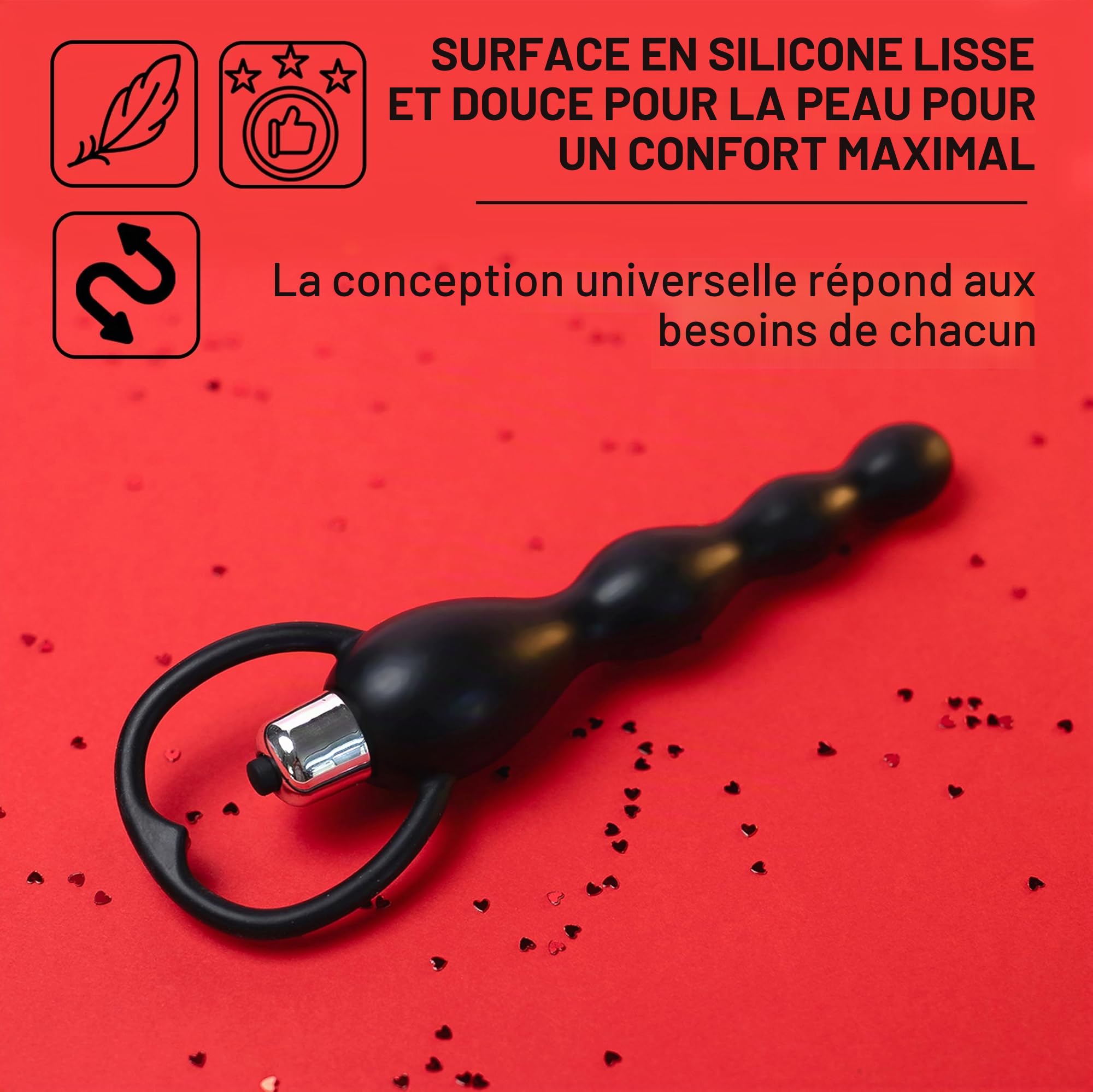 Vibromasseur anal chapelet 19 cm Ø1,8-3,3 cm silicone plug anal vibrant jouet anal prostatique pour homme femme stimulation profonde perles anales jouet sexuel adulte FOPS A44-4M