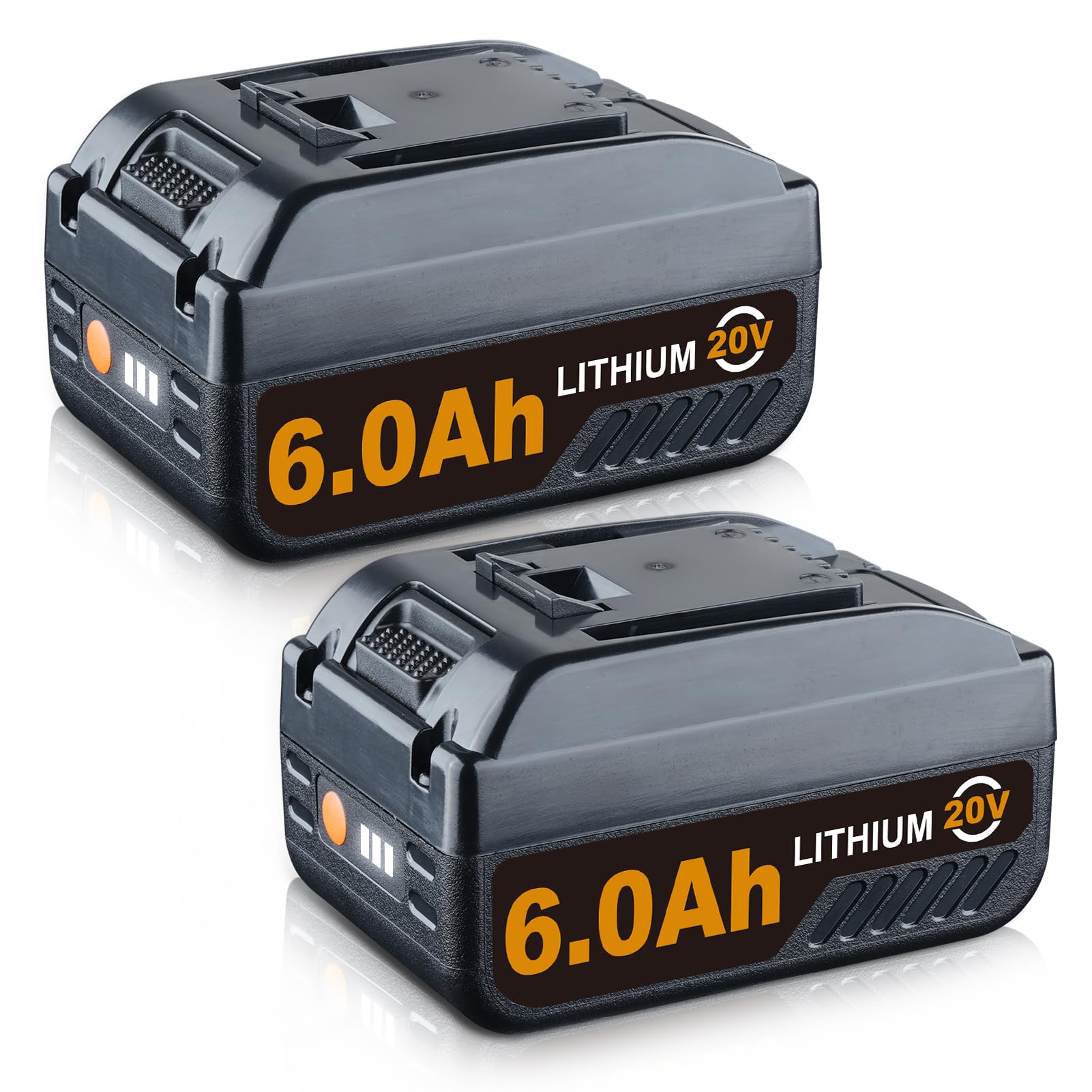 VINIDA 2Pack 6.0Ah 20V Replacement for Worx Battery Lithium-ion Compatible with Worx 20Volt Battery WA3575 WA3578 WA3520 WA3525 WG151s WG155s WG545s WG890 Cordless Tools