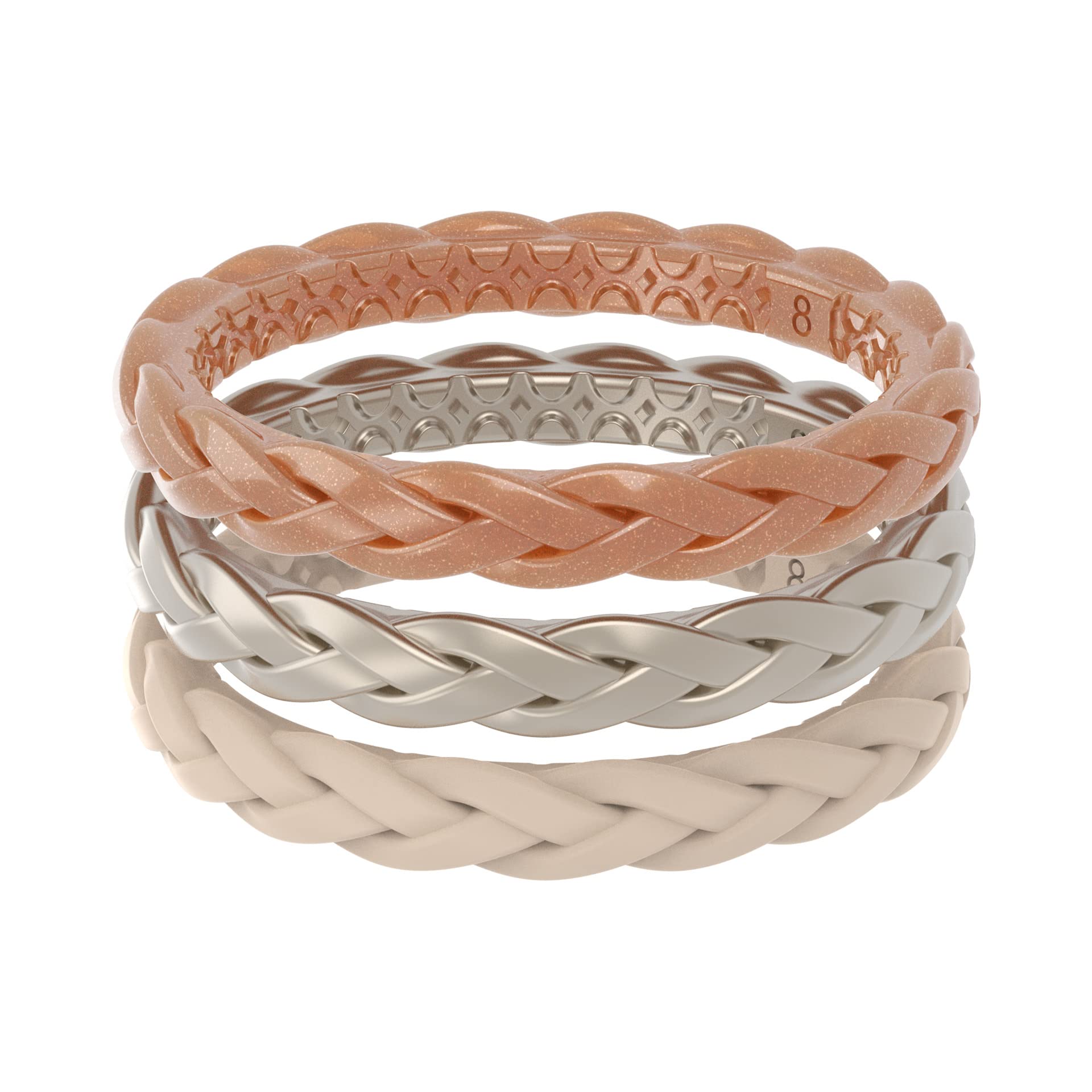 Groove Life Stackable Rings - Breathable Silicone Wedding Rings for Women, Unique Design, Comfort Fit Ring