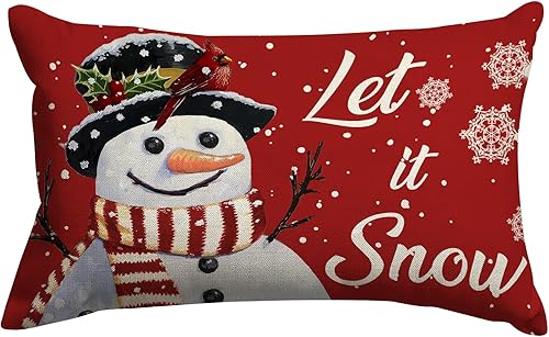 Miniatura 8 de Fundas de almohada de Navidad de 12 x 20 pulgadas, decoraciones navideñas de granja, camión rojo con árbol de Navidad, búfalo a cuadros, de lino,