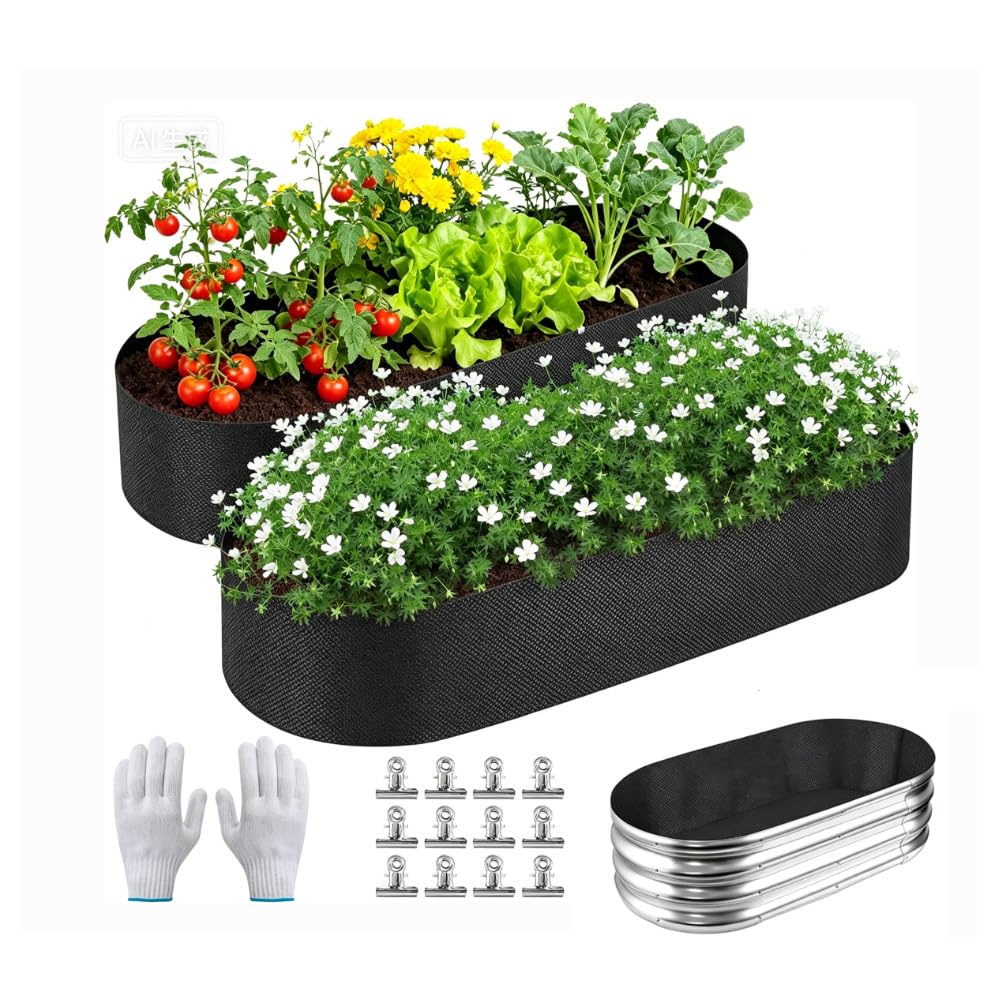 Yabound Raised Beds for Garden Plant Flower Grow Bag, 8 Grids Rectangular Garden Grow Bed, Large Fabric Vegetable Planting Bag for Vegetables, Potatos, Tomatoes, Strawberry, Flowers and Fruits (24)