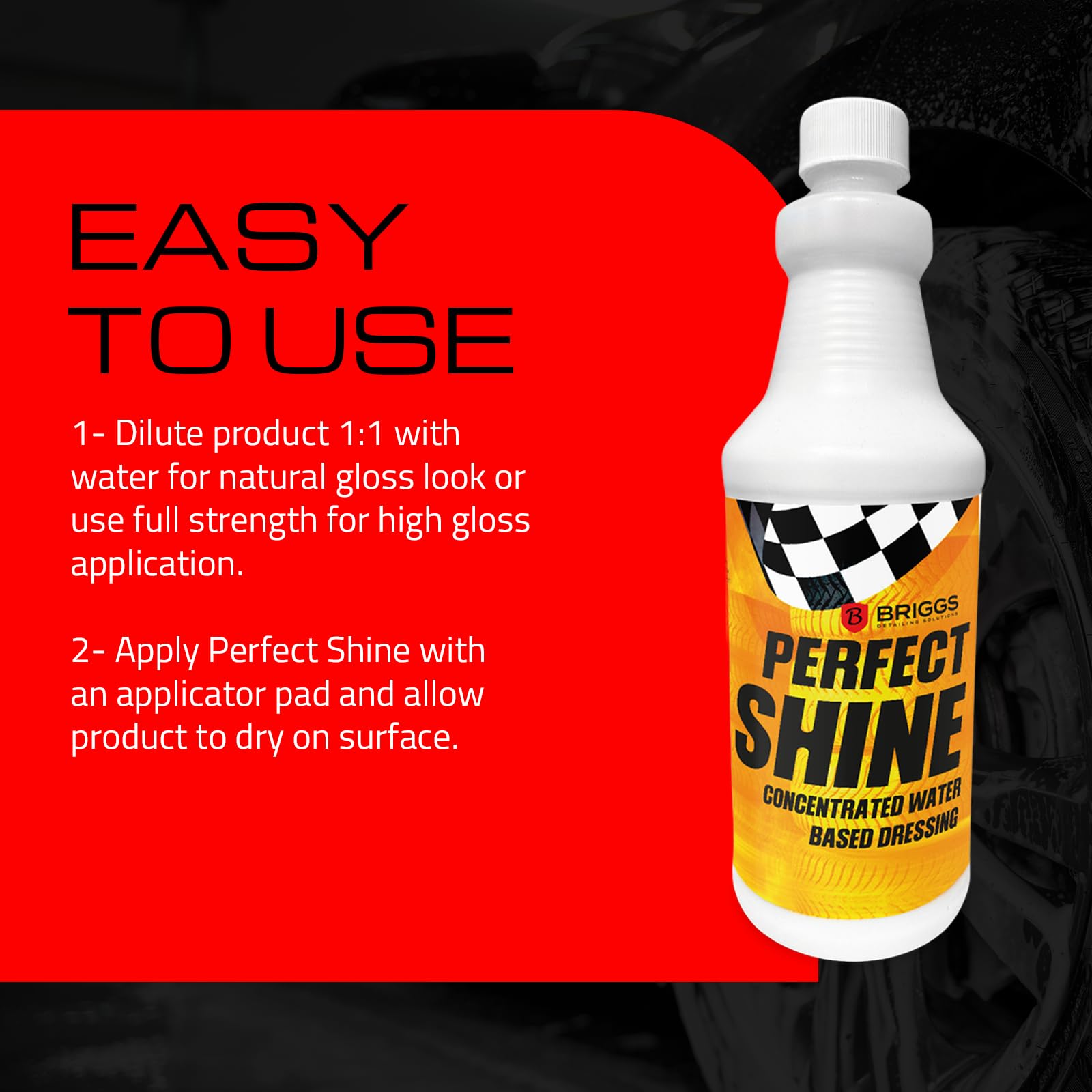 Perfect Shine: Extreme Concentrated Water-Based Dressing Elevate Your Ride with Long-Lasting Tire Shine, Ideal for Car Tire Shine, Including Tire Dressing and Tire Black Tire Shine Solutions (32 oz)