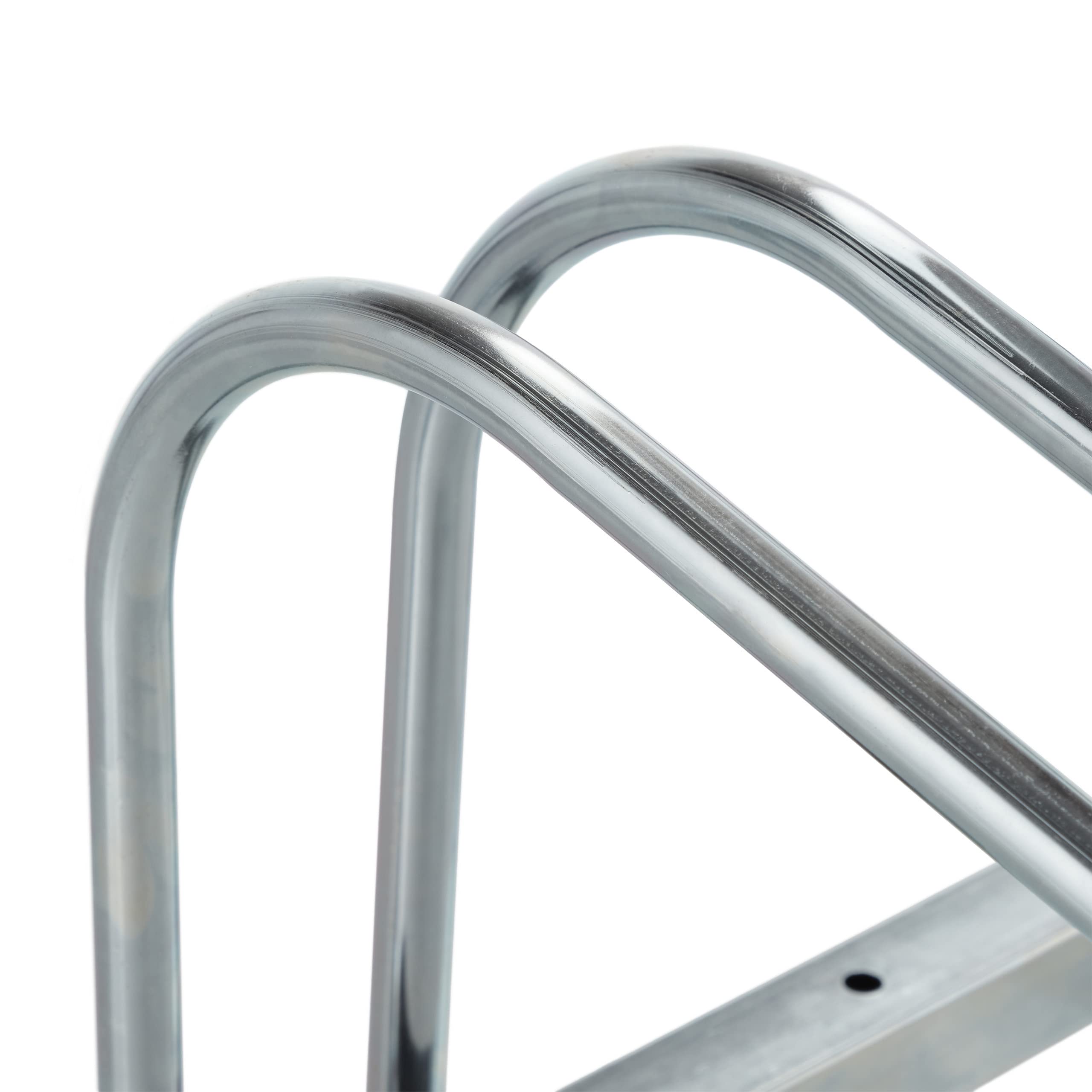 Relaxdays Portabici da Terra, Supporto per 6 Biciclette, per Ruote Fino 60 mm, Metallo, Parcheggio, Garage, Argentato