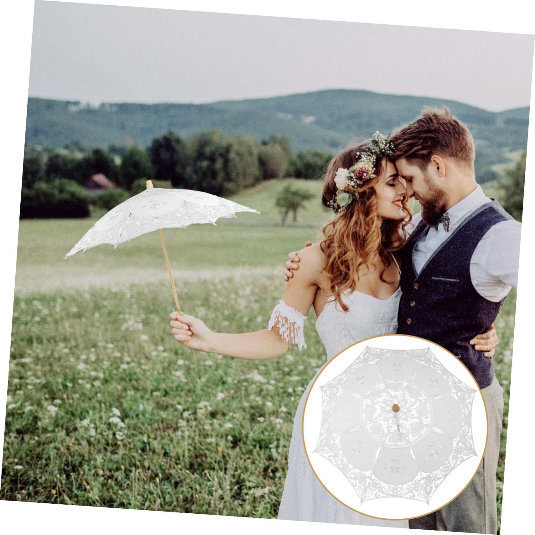 3pièces Parasol Dentelle Blanche Pour Mariage Accessoire Élégant Pour Mariée Et Photographie Parapluie Décoratif Pour Fête Nuptiale Et Événements Spéciaux
