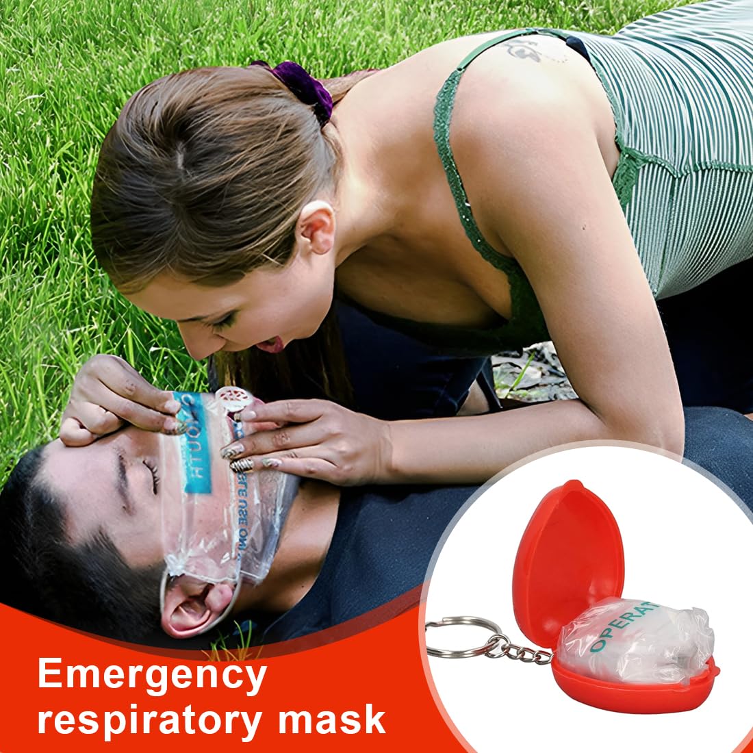 NHQZ 4 pezzi Maschera di respirazione Portachiavi CPR Face Shield di Primo Soccorso Pocket Mask Primo Soccorso Maschere respiratorie per Il Primo Soccorso o addestramento AED(rosso)