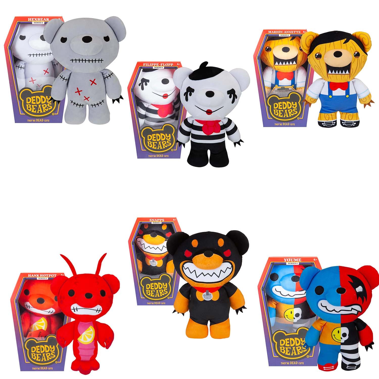 Deddy Bears Soft Toy Series 4 Complete Collection Pack Of 6-30cm Coffin Box, Plush Idea Spooky Collectable