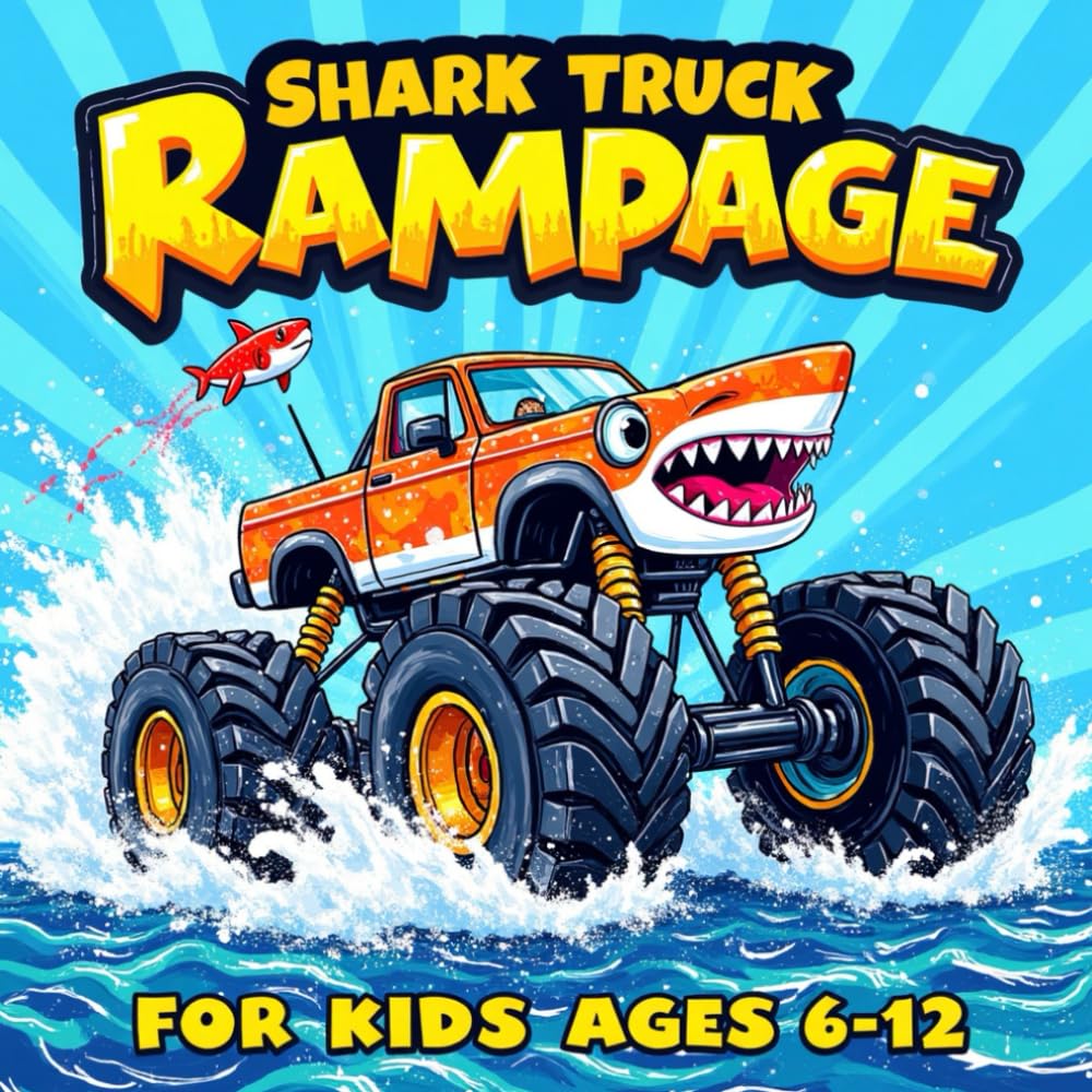 Shark Truck Rampage for Kids Ages 6-12: 50 Epic Shark-Themed Monster Truck Coloring Pages for Creative, Screen-Free Fun & Adventure