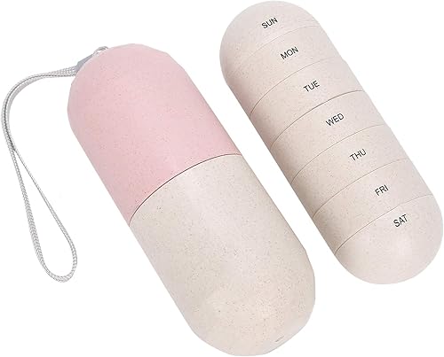 Miniatura 8 de Jiawu Organizador semanal (7 días), 1 estuche pequeño, mini dispensador de caja de viaje para bolso de bolsillo, contenedor portátil para sostener