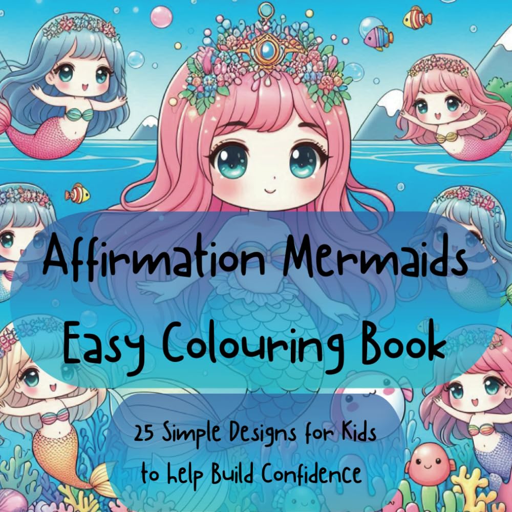 Affirmation Mermaids Easy Colouring Book: 25 Designs for Kids to Help Build Confidence (Affirmation Easy Colouring Books)