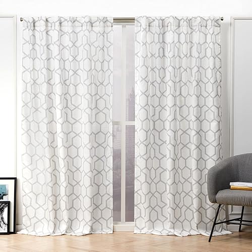 Miniatura 12 de Nicole Miller Hexa - Par de paneles de cortinas filtrantes de luz, pestañas ocultas y bolsillo para barra en la parte superior, 54 x 96 pulgadas,