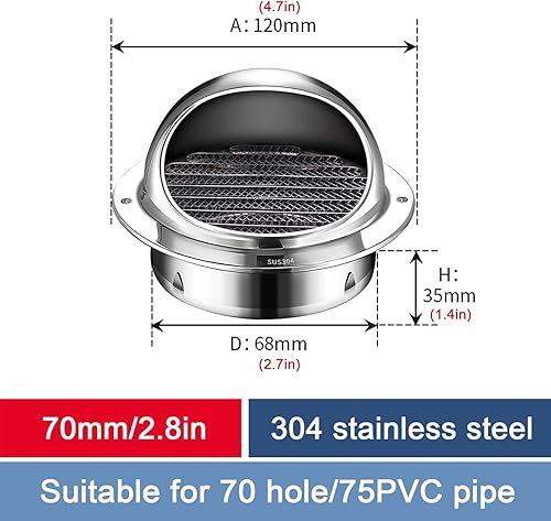 Miniatura 4 de Tapón de chimenea de acero inoxidable 304, cubierta de ventilación redonda, cubierta protectora de tubería de combustión, tapa de extremo de tubo de