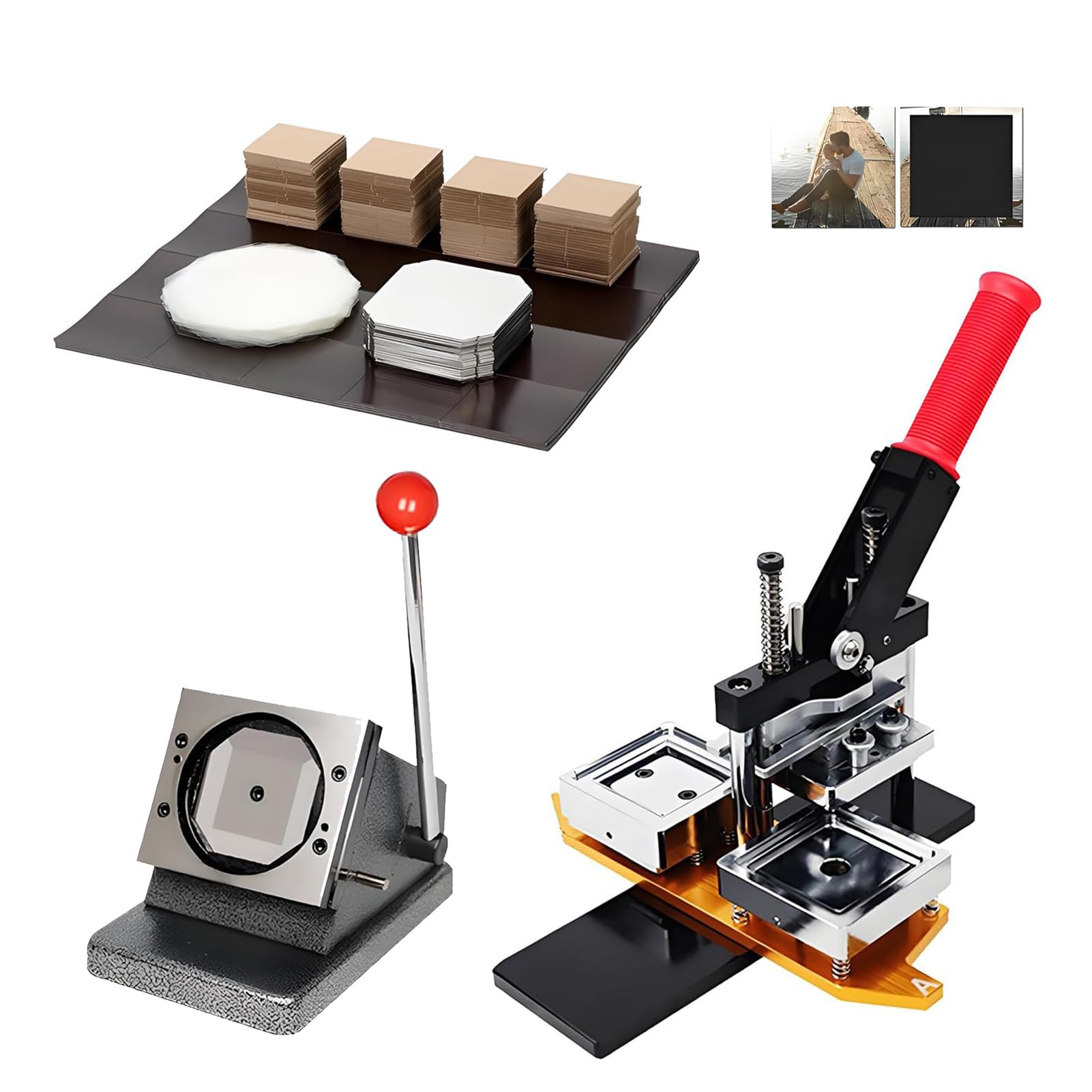 GTHTUHFD Fridge Magnet Machine 2.5In Magnet Maker Machine Kit, 63.5X63.5Mm Diy Hd Button Maker Machine,Magnet Making Machine + 200 Pcs Consumables + Paper Cutter For Making R
