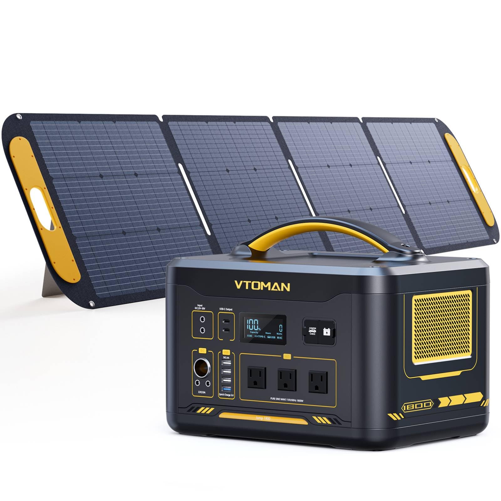 Image showing two VTOMAN power stations connected, illustrating expandable capacity from 1548Wh to 3096Wh.