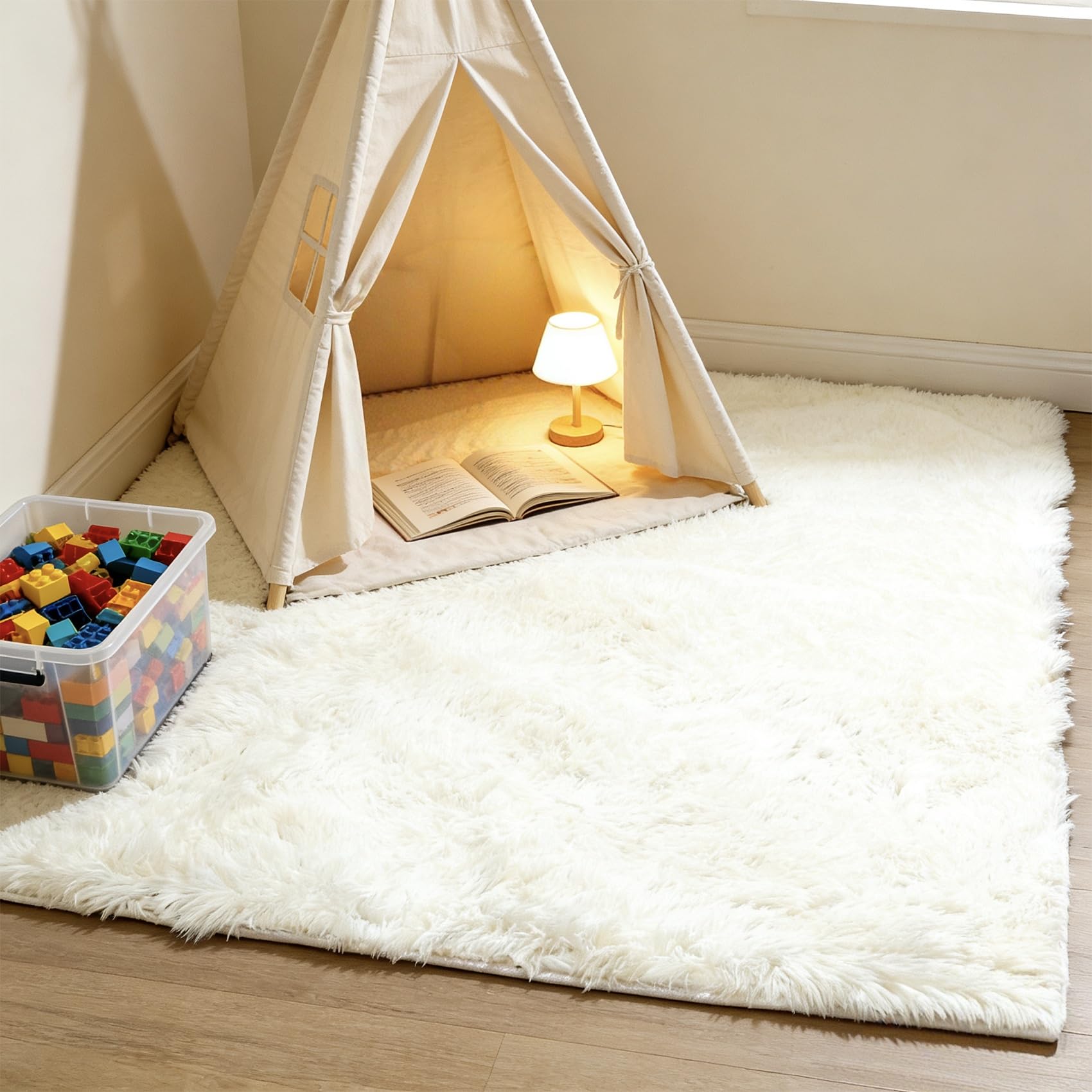 Tapis de salon blanc antidérapant et moelleux pour un confort absolu