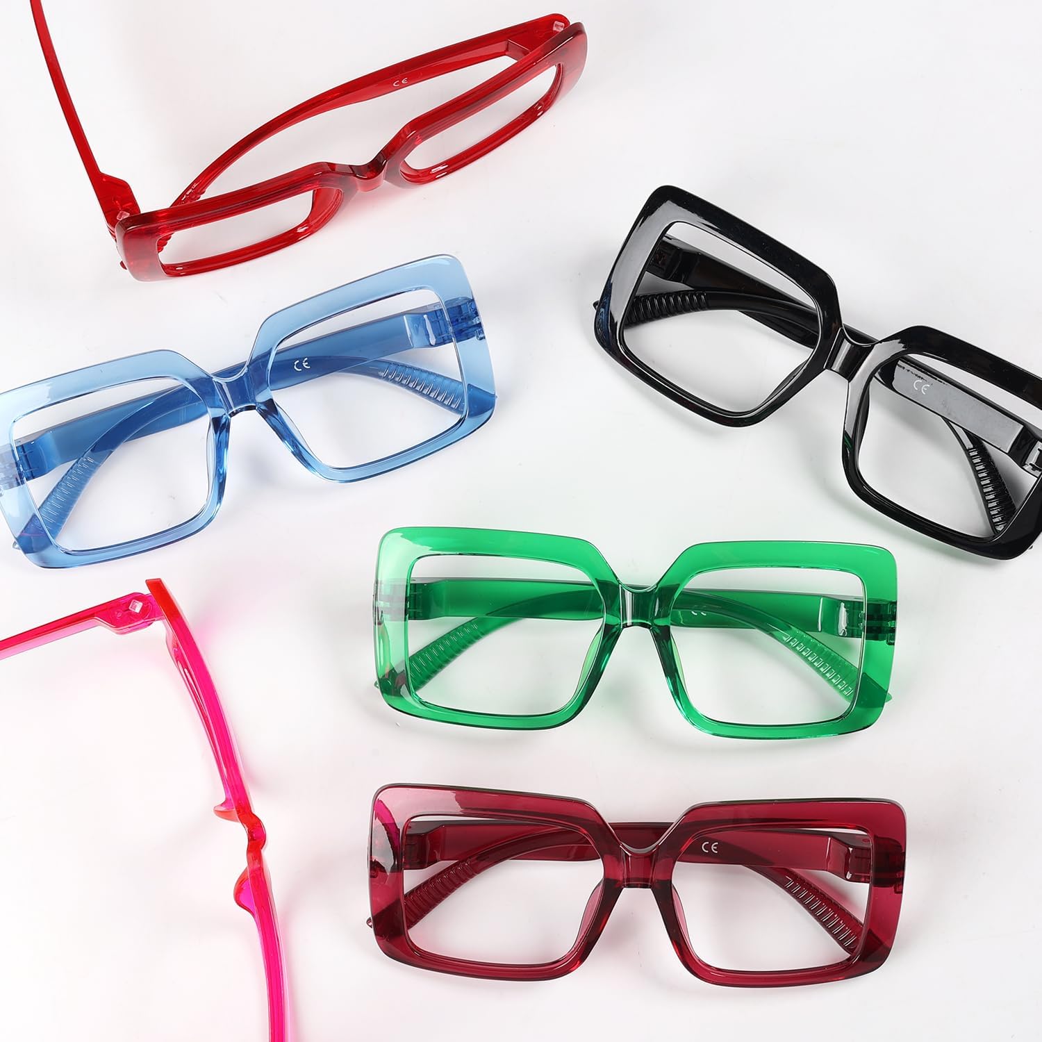 Eyekepper 6 Pack Huge Oversized Reading Glasses Women, Metalless Blue Light Blocking Computer Readers Screwless Spring Hinges - Image 2