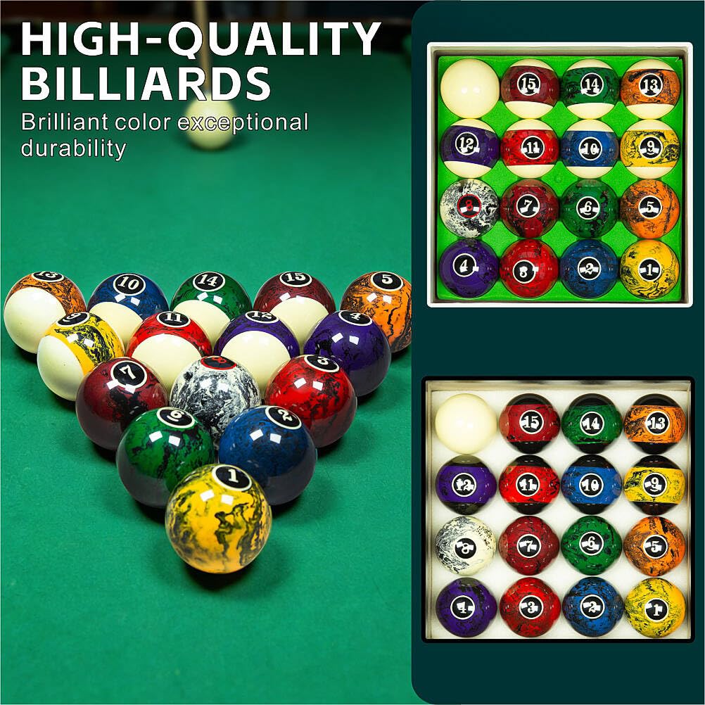 Premium 57mm Pool Ball Set - Durable Resin Billiard Balls Set for Professional & Home Game Rooms