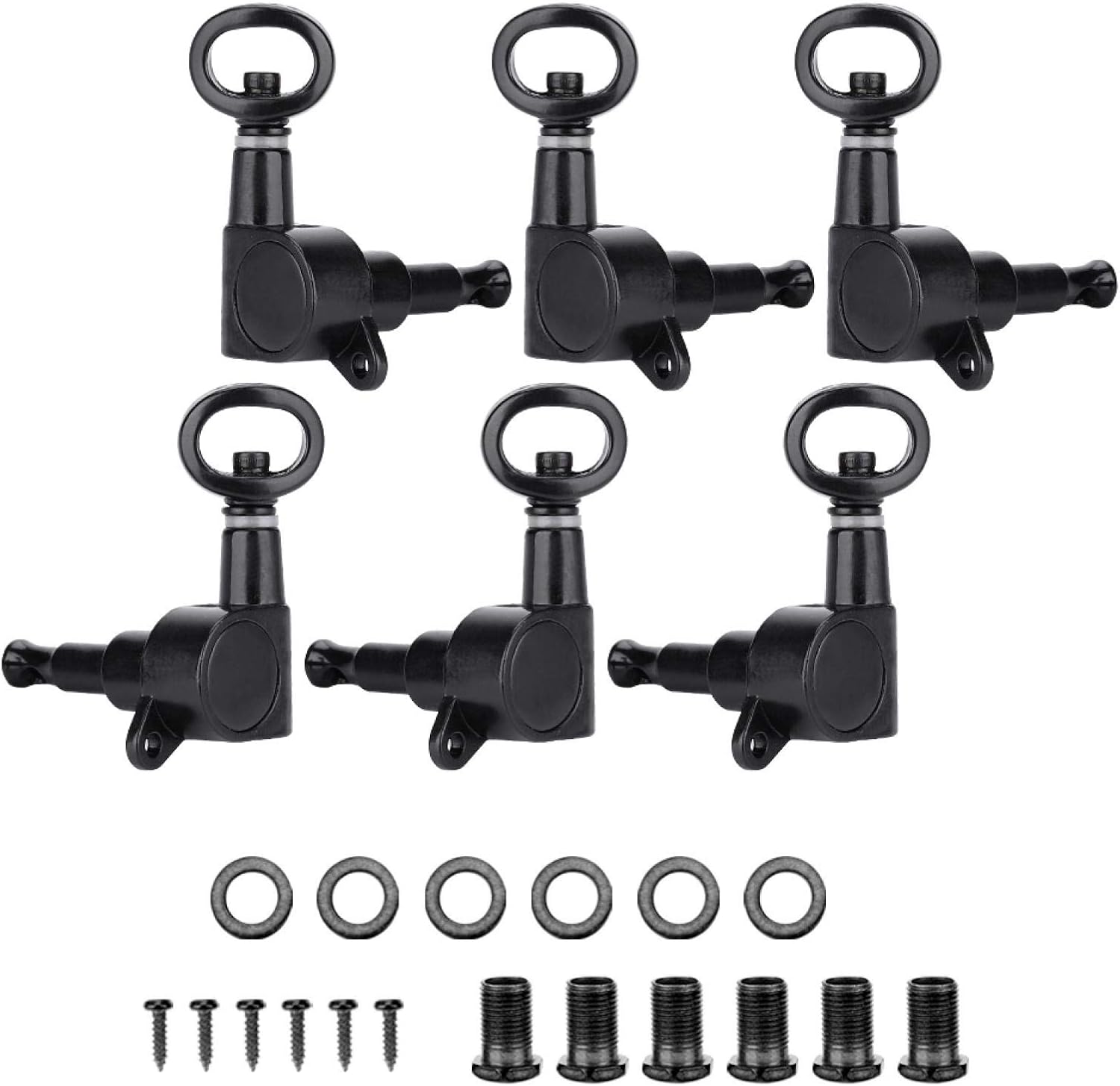 チューニングペグ エレキギターパーツ6ピースギター弦チューニングペグ軽量アコースティックギターとエレキギターに実用的 黒 3左3右 5 大好評 チューニングペグ エレキギターパーツ6ピースギター弦チューニングペグ軽量アコースティックギターとエレキギターに実用的 黒 3左3右 5 大好評