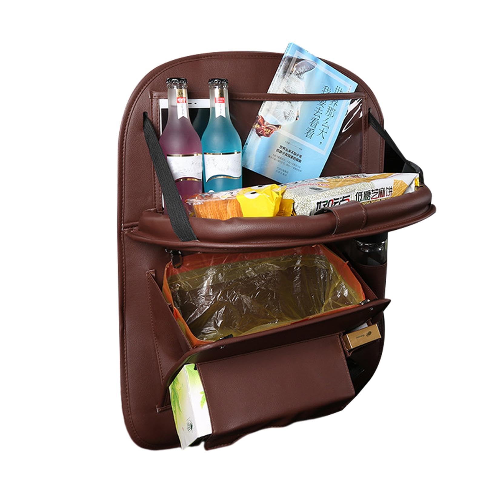 Organizer per sedile posteriore auto, organizer per sedile posteriore, organizer per auto, da viaggio con 9 scomparti, organizer per auto in pelle ecologica in poliuretano, impermeabile,