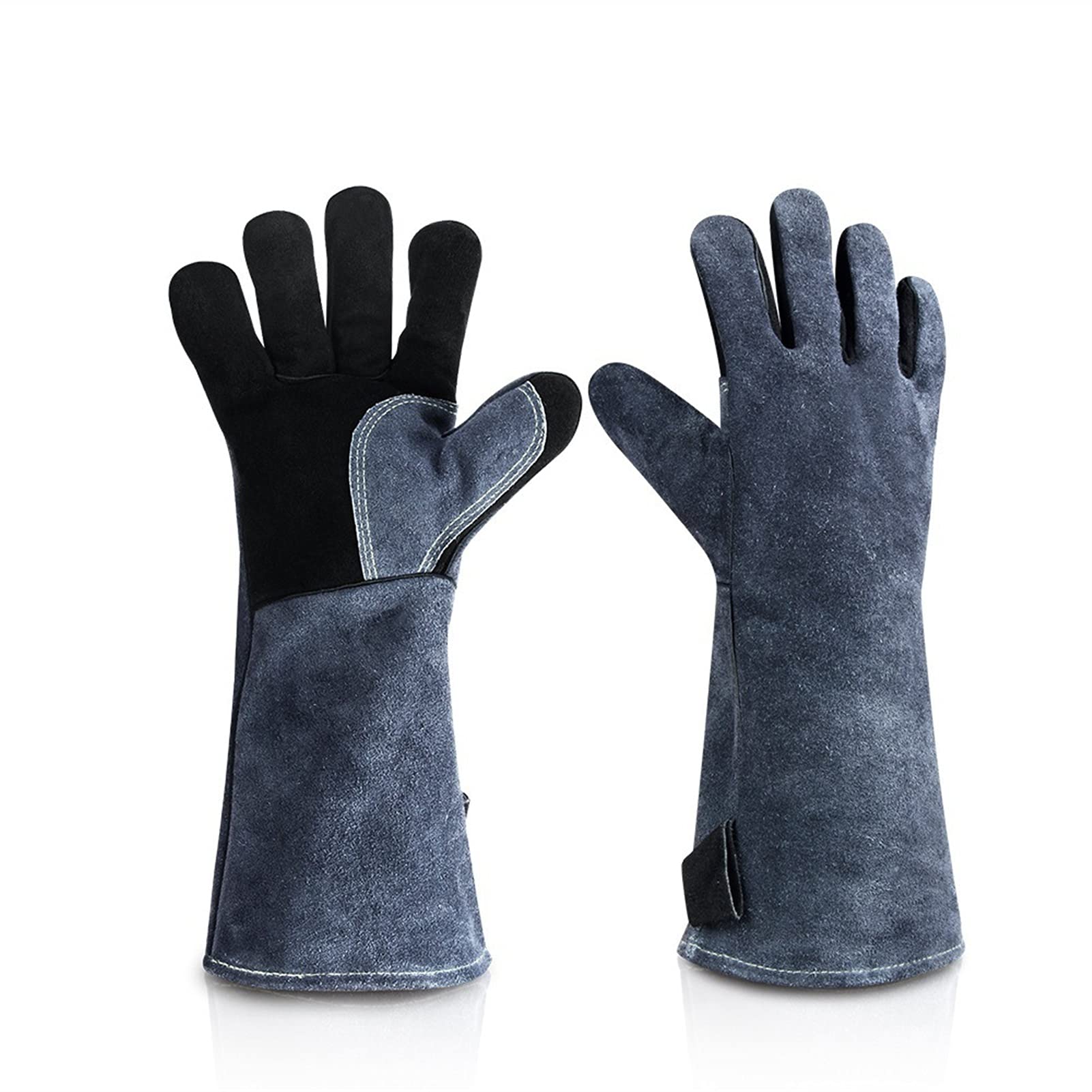 Guanti da lavoro in pelle for saldatura, protettivi e di sicurezza, morbidi, for caminetto/stufa/barbecue, 1 paio di guanti lavorati a maglia