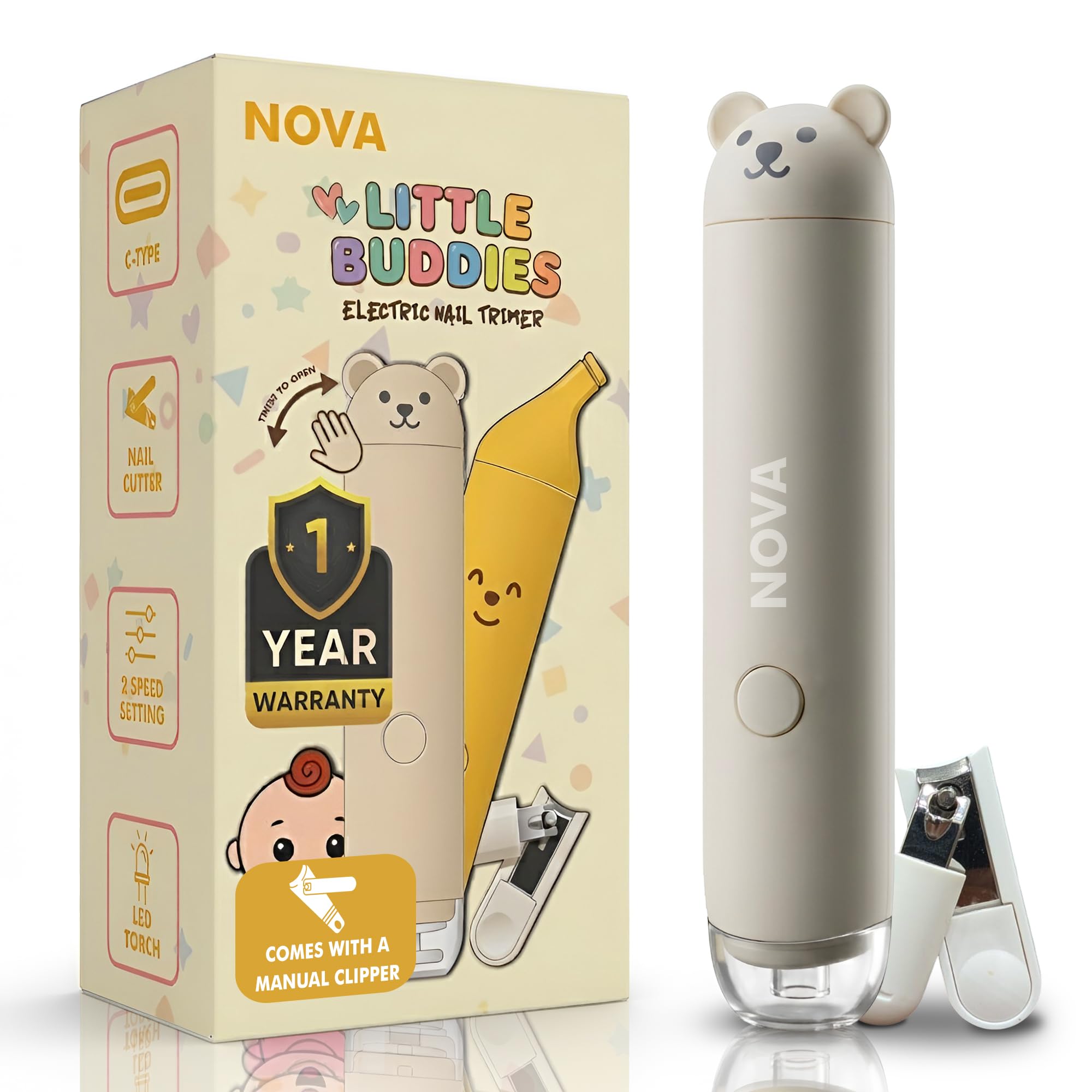 Baby Nail Trimmer Rechargable | New Born Essentials | Baby Nail Cutter New Born 0-12 Months | 5 Filer Heads Adjustment |1 Year Warranty |Teddy Paw-image-24