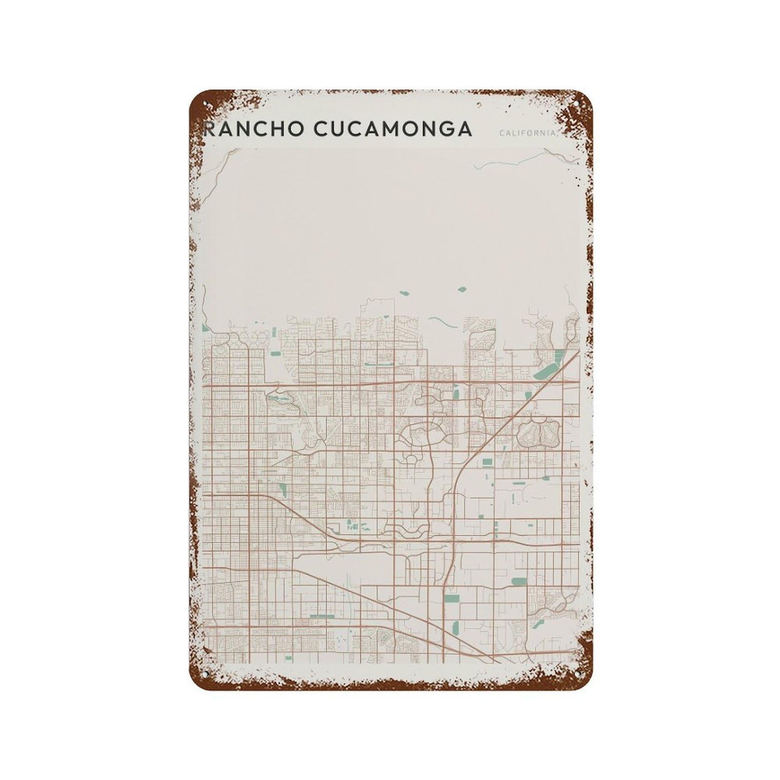 xiaoxiaoshen Rancho Cucamonga Map California Travel Minimalist Wall Decor Art Metal Tin Poster Modern Home Decor Art Home Bar Shop Decorations Vintage Sign 30x20cm