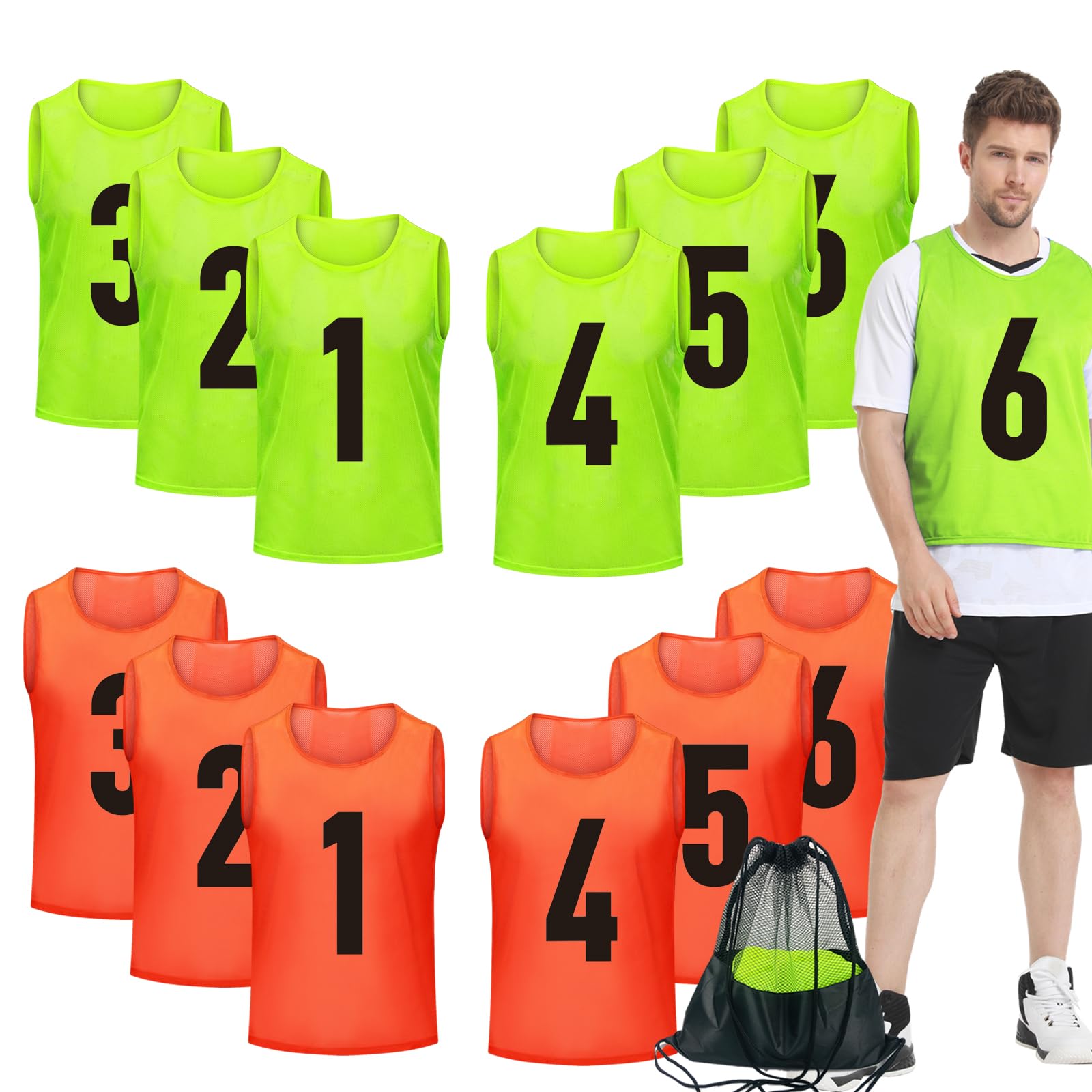 12/24/48Pcs Soccer Pinnies Youth, Scrimmage Team Practice Vests
