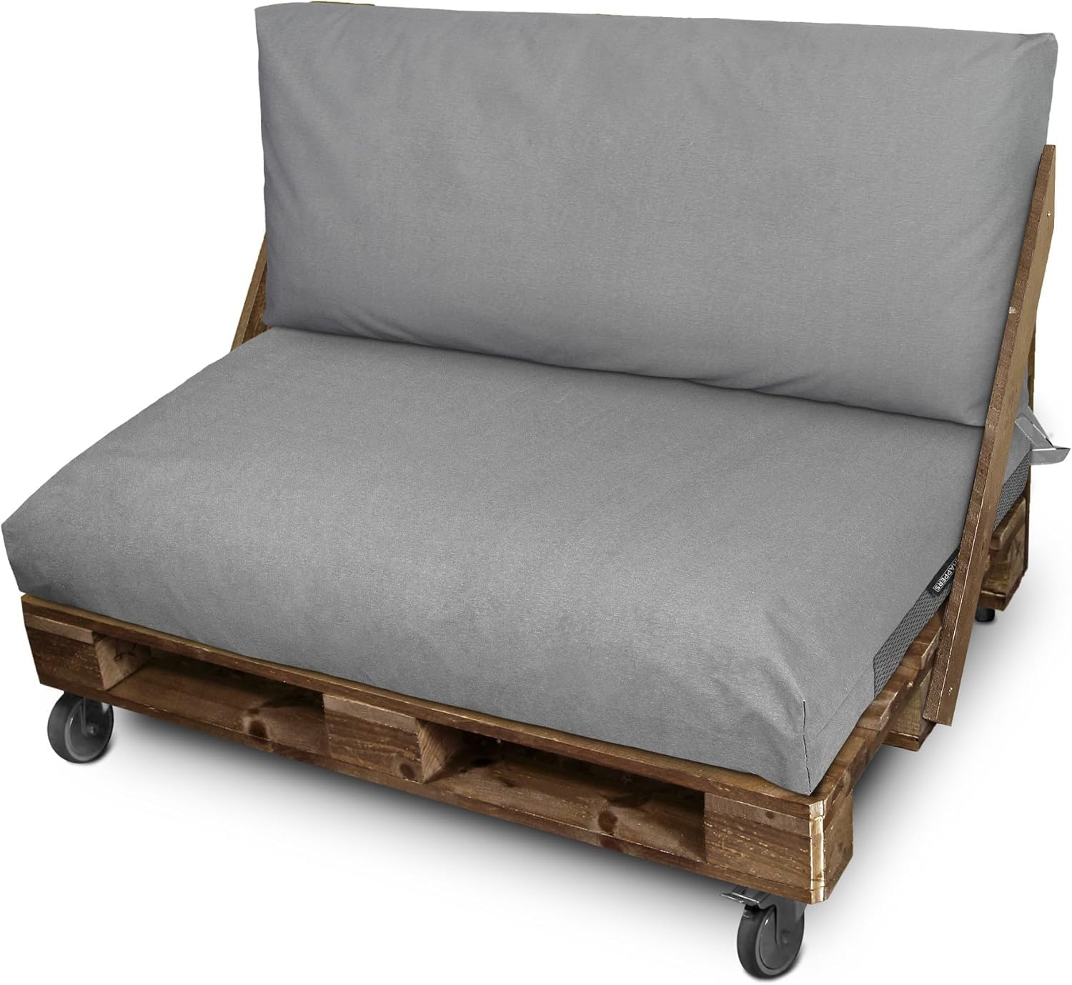 Happers Set Cuscini per Pallet da Esterno 120x80 + 120x45 cm Grigio Chiaro Antimacchia Sfoderabile