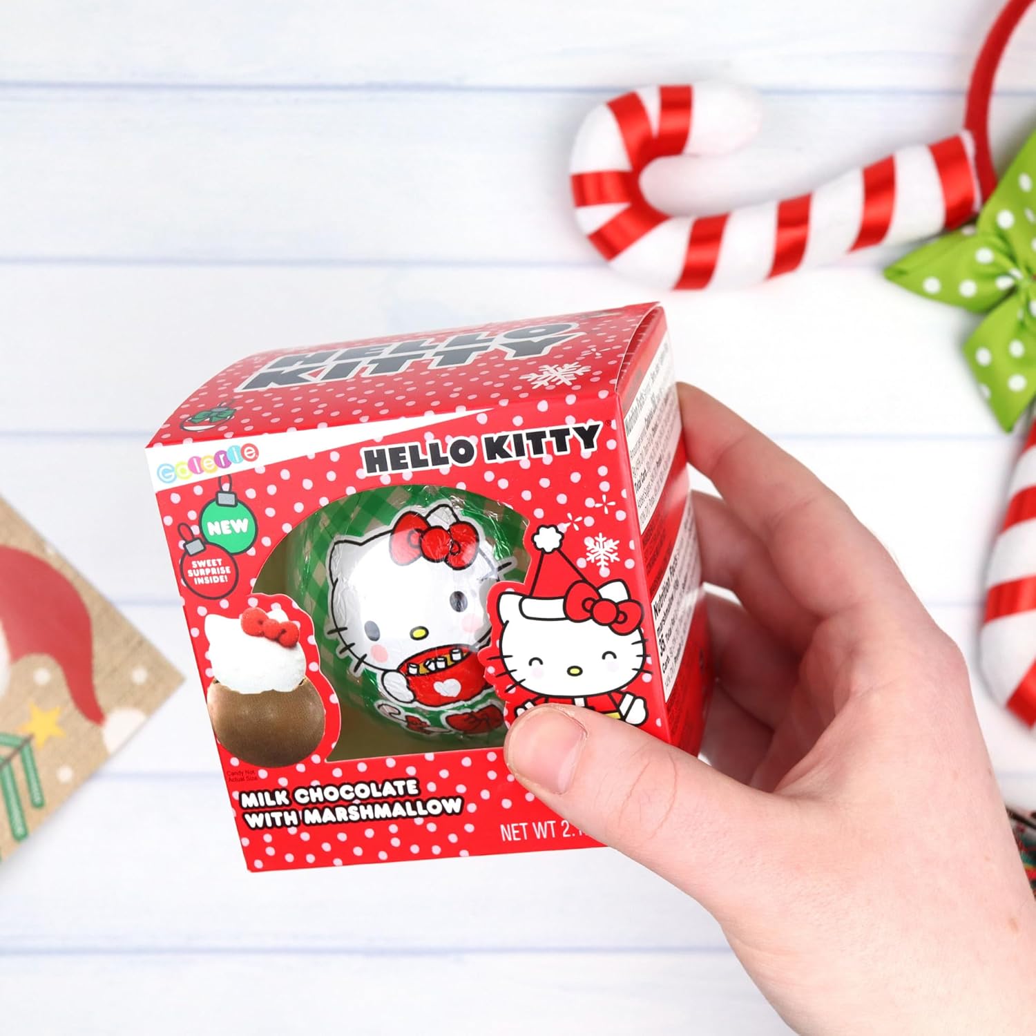Limited Edition Christmas Hello Kitty Milk Chocolate Balls, Hot Cocoa Melts with Marshmallows, Holiday Stocking Stuffers for Teens, 2.12 Ounces (Pack of 2)