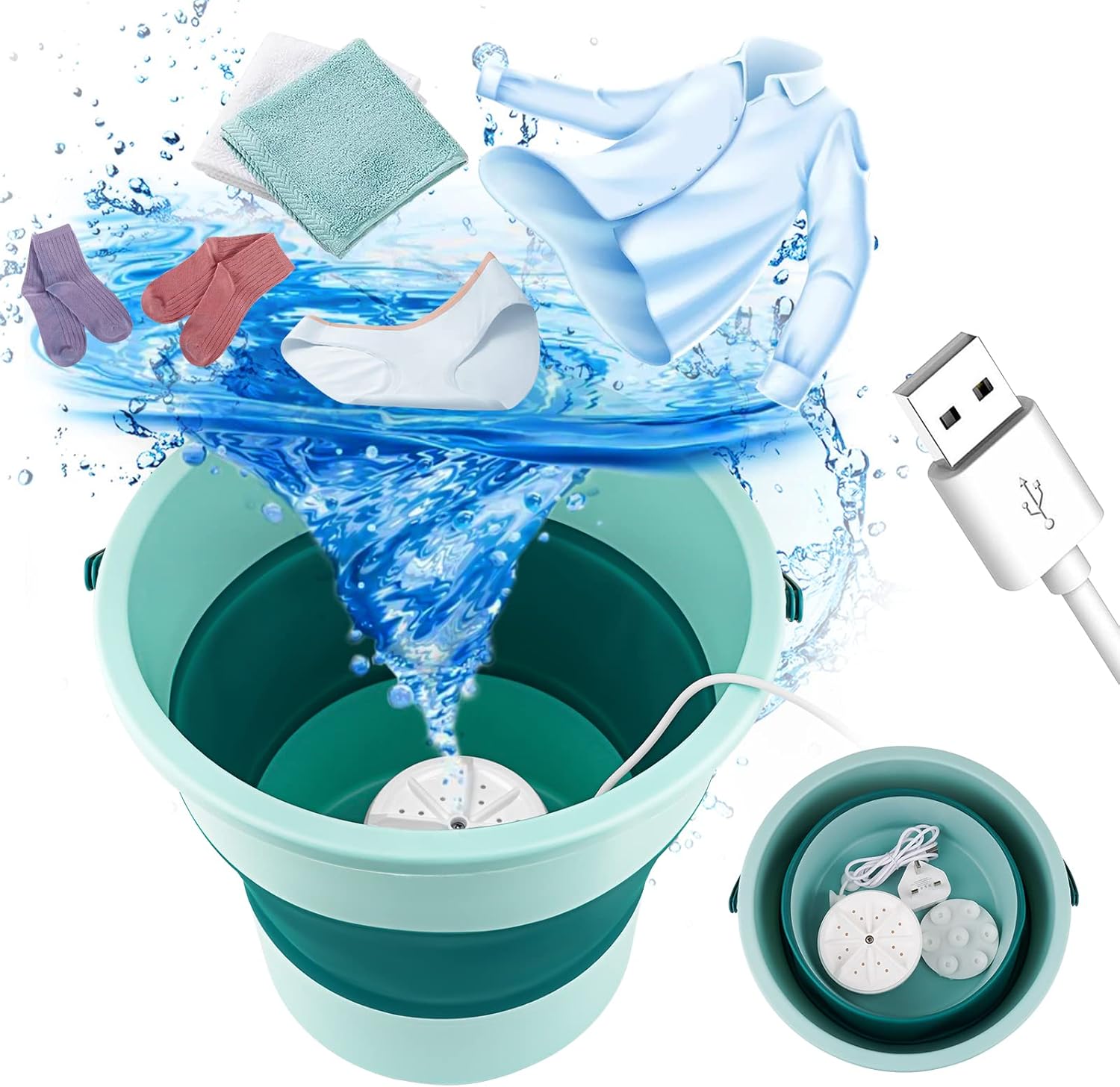 BAOK Mini Washing Machine, 10L Portable Foldable Laundry Tub Washing