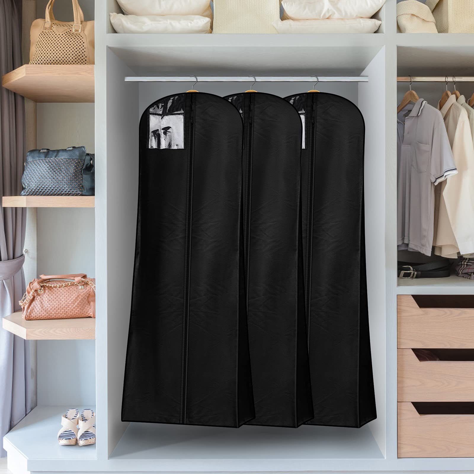 Wzxhew # Kledingtas Voor Lange Trouwjurken Cover Protector Tassen Opvouwbare Draagbaarheid Kast Opslag Reizen Kledingstuk Tas Voor Kleding Jassen Lange Rok (A, Eén maat